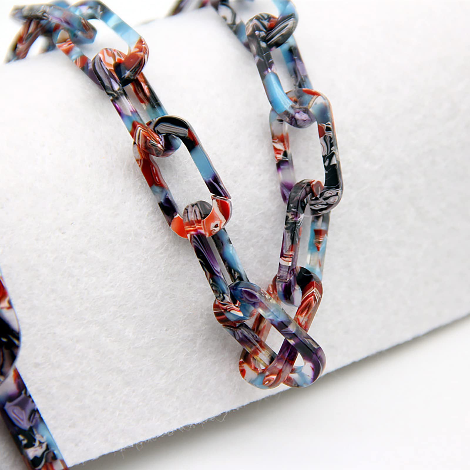 Collana lunga colorata a catena cubana in acrilico, da donna, versatile, alla moda, esagerata, alla moda, gioiello per ragazze bohémien