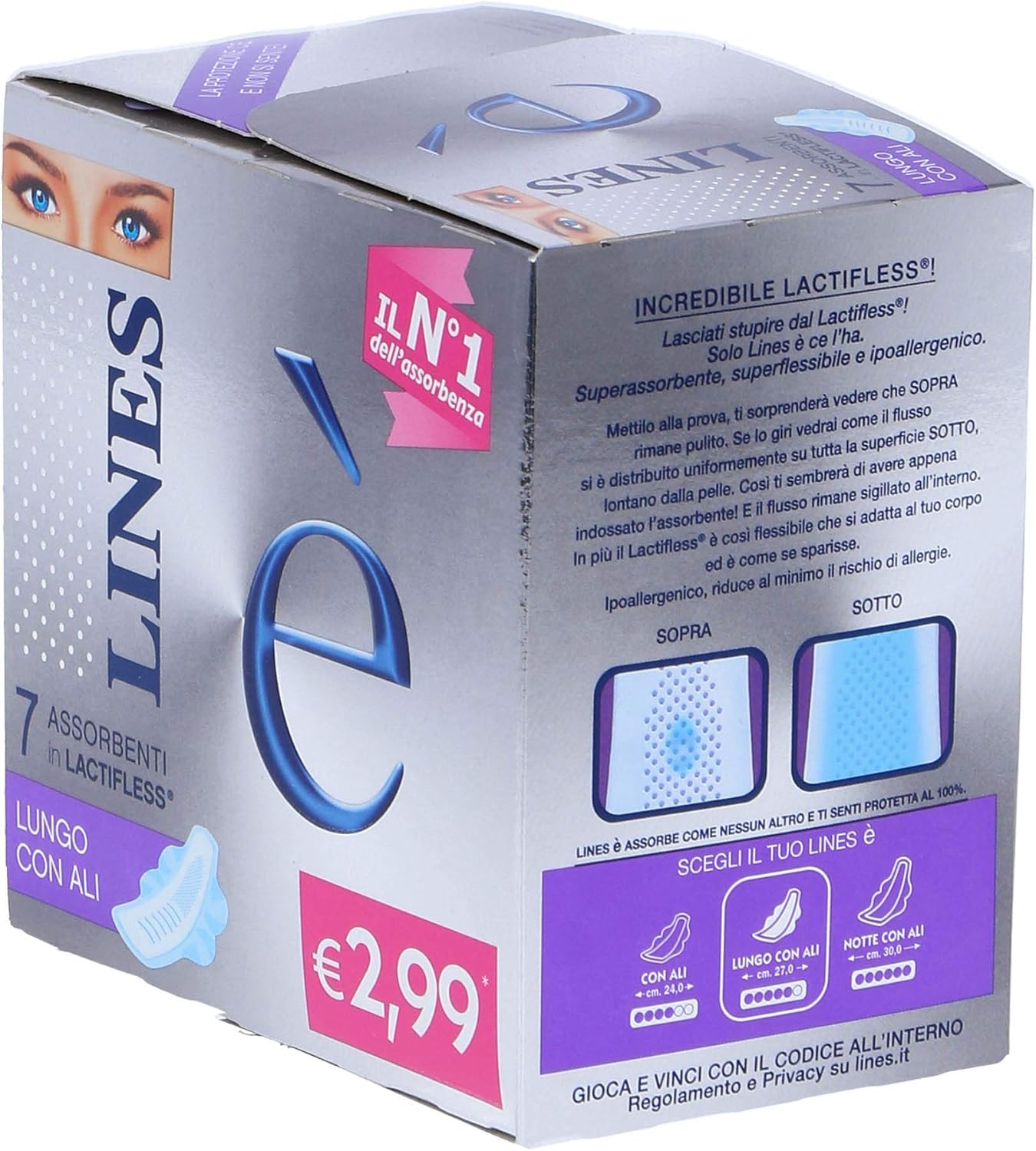 Lines è lungo con ali 12x 7 st. saugfähig in Lactifless lang mit Flügeln + italian Gourmet polpa 400g