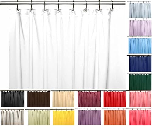 Elegante forro de cortina de ducha de vinilo resistente con 12 ojales de metal, color blanco