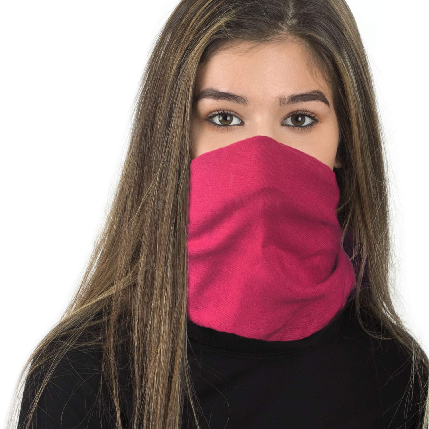 RockJock Multifunctional Headwear Neck Scarf Bandana Balaclava Face mask Headband Hairband Tube Gaiter Stretch Snood for Sports Yoga Running Cycling Hiking – Buy Single or 6 Piece Multipack-RED-1
