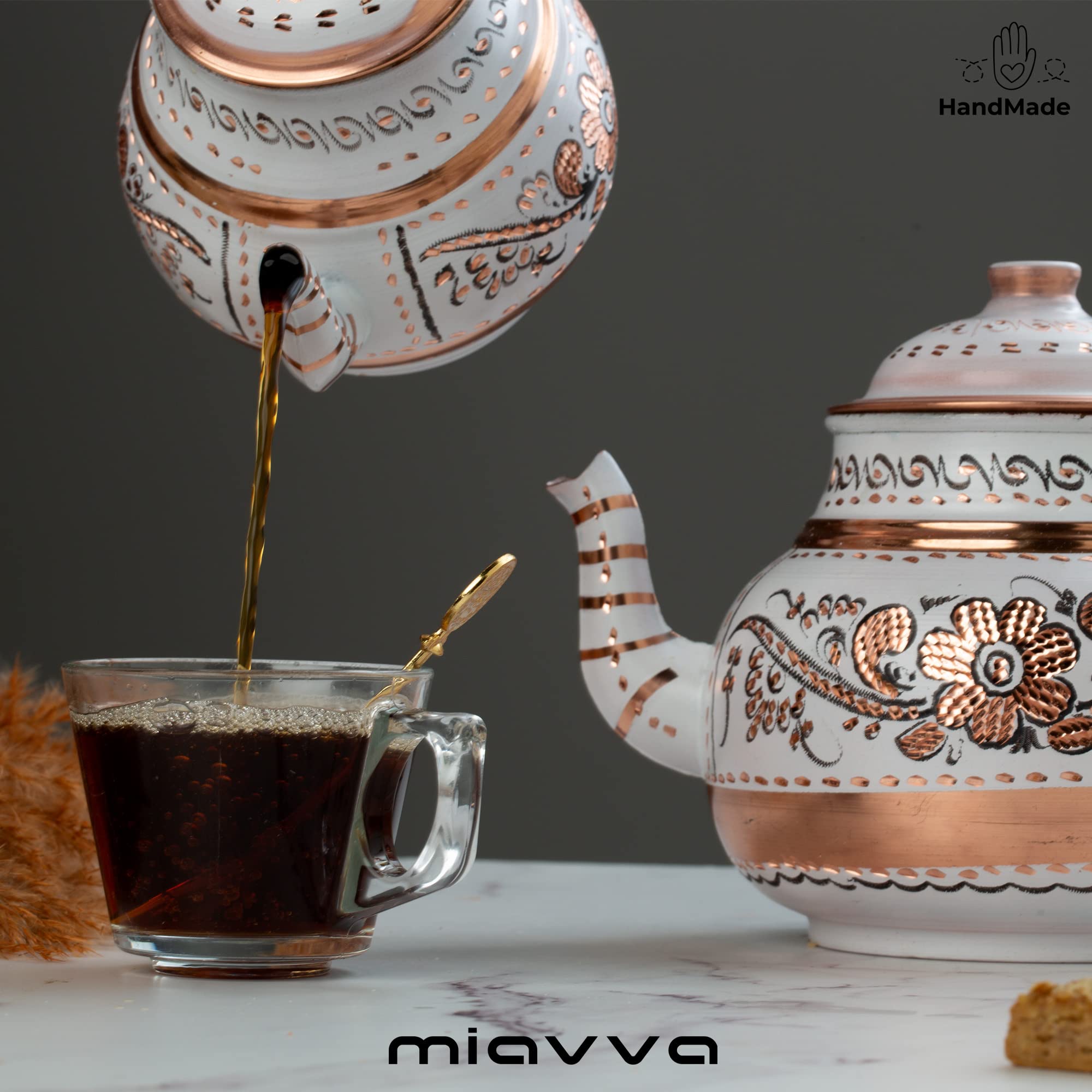 Cafetière Turque Vintage avec 6 Tasses à Café, Ensemble de Théière en