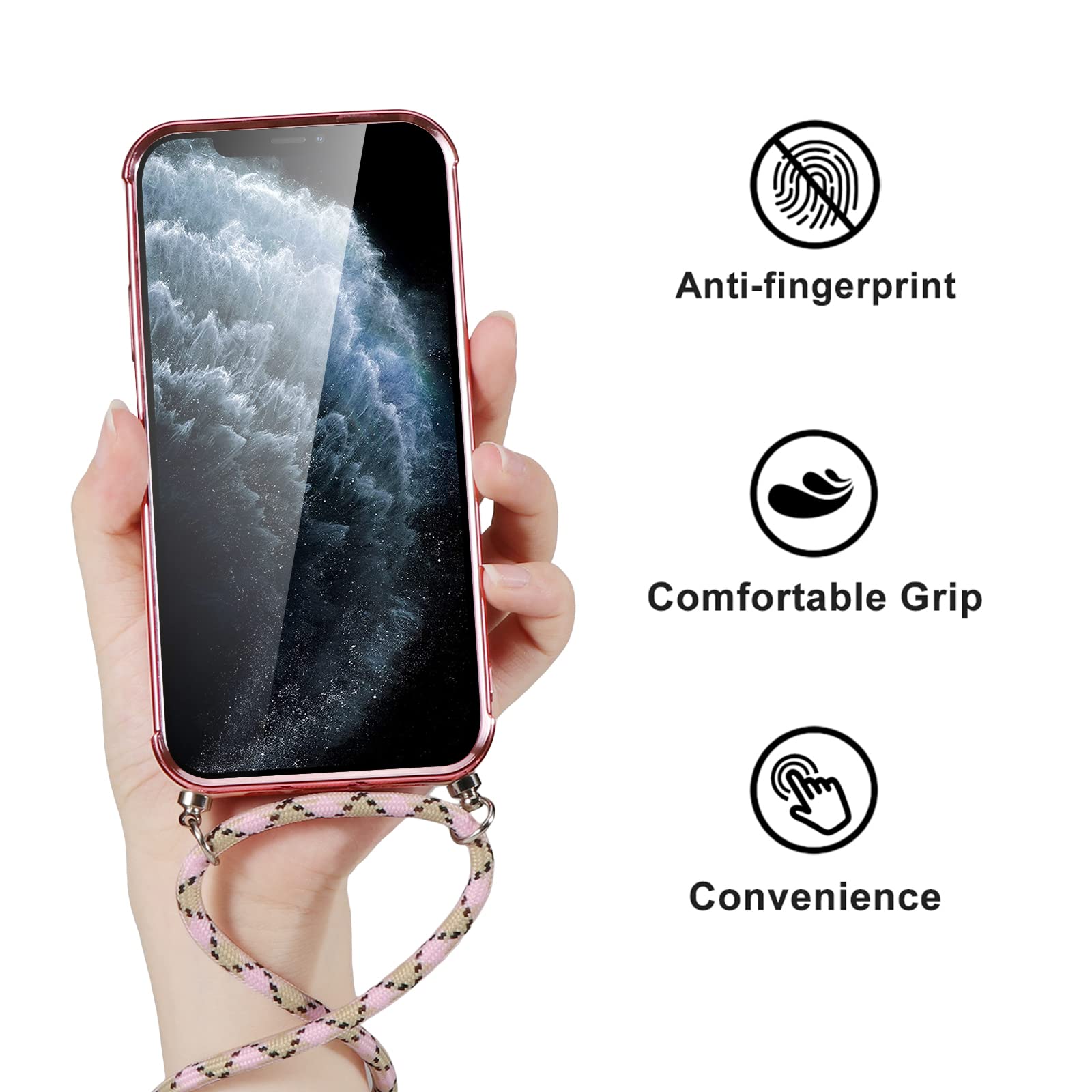 Vauki Custodia Con Cordino Per IPhone 11 Pro Max: Cover Marmo Platino, Silicone Morbido E Bumper Rigido