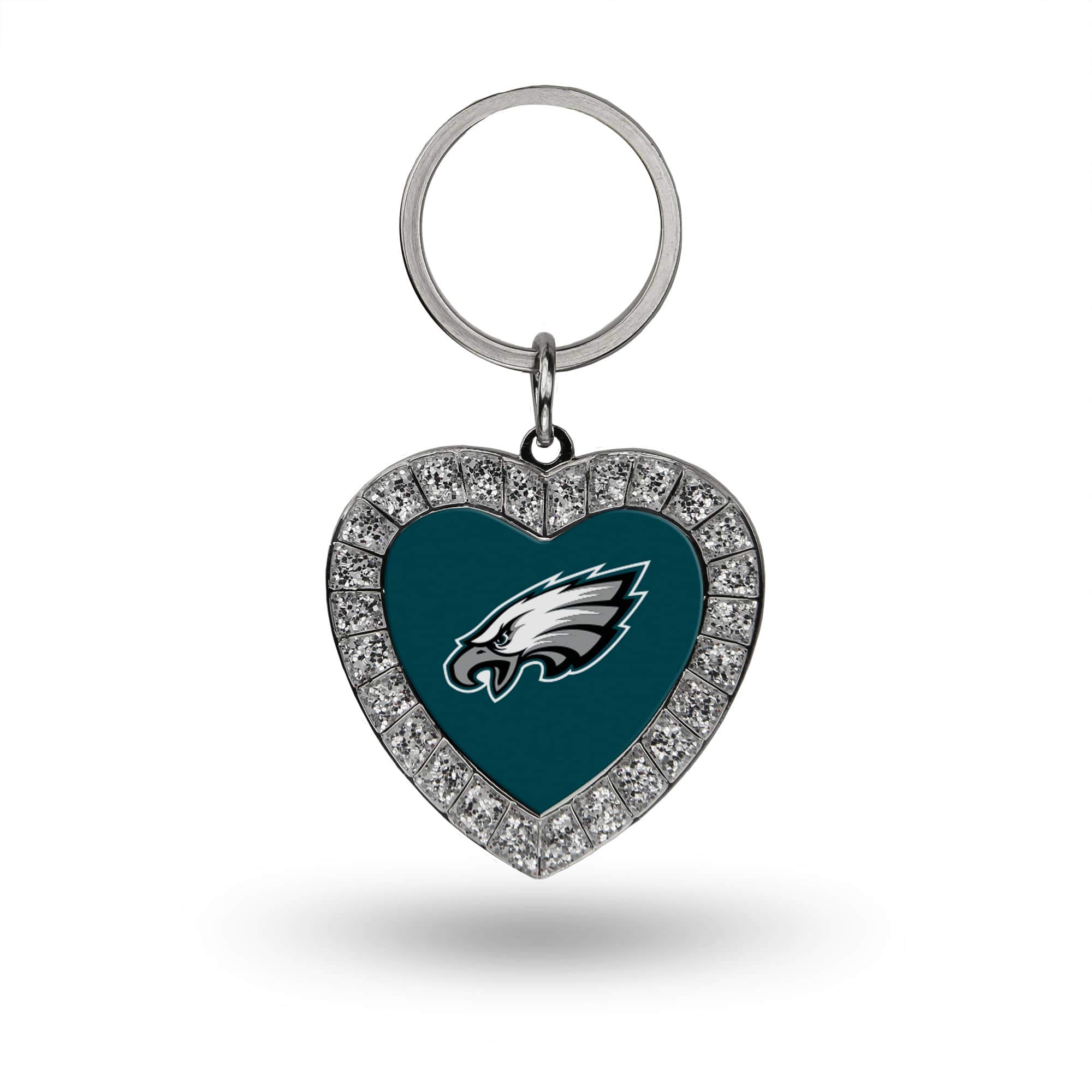 Rico Industries NFL Philadelphia Eagles Metal Rhinestone Heart Keychain, 1.38 x 3-inches