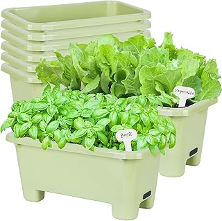 Self-Watering Rectangle Planter Boxes 8-Pack, 15.7-Inch Window Box Plant...