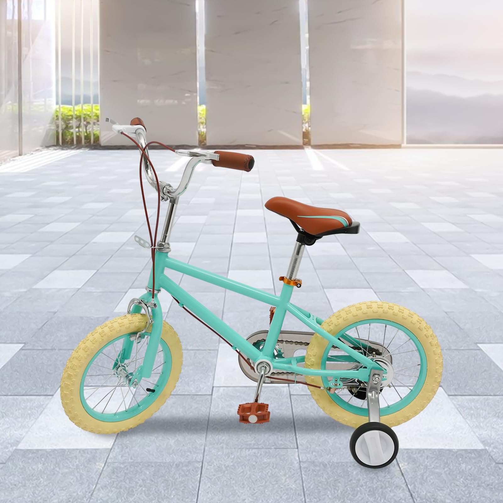Velo Bicicletta Velo Ragazza Garcon, Bicicletta Stabilizzatori Manubrio Regolabile Sella Freno Sicurezza Protege Catena Riflettori Cestino Borraccia Tempo Libero Città Parco Giardino Velo 14 Pollici