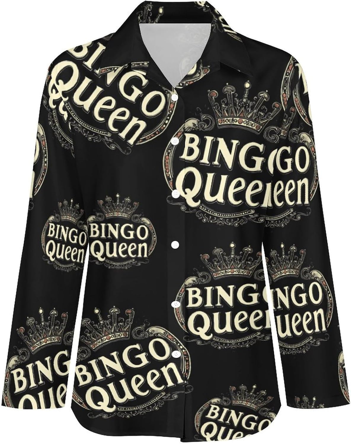 Bingo Queen Funny Blouses for Women Dressy Casual Button Down Shirts Tops