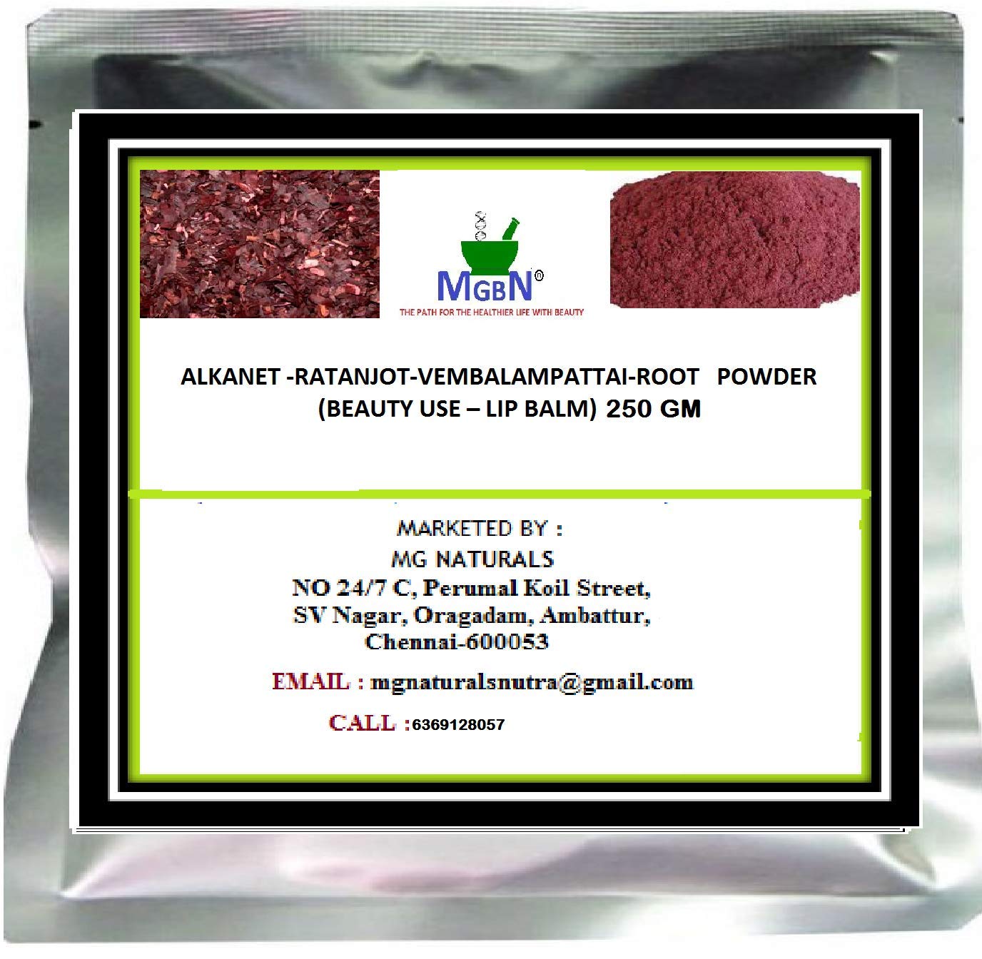 ALKANET -RATANJOT-VEMBALAMPATTAI-ROOT POWDER (BEAUTY – LIP BALM) 250 Gm