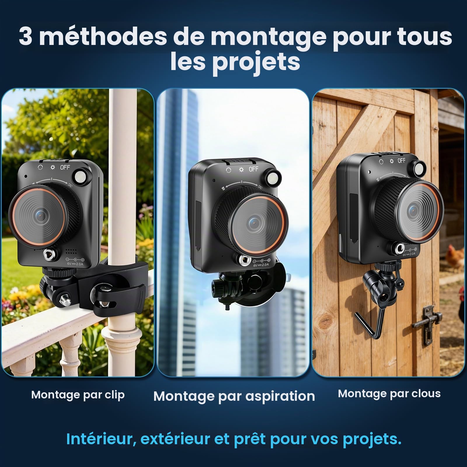 WiFi Caméra Time Lapse 4K AVI 1296P MP4 Video 48MP Camera de Chantier, Enregistrement 180 Jours, Zoom Numérique 6X, 2" TFT Caméra Timelapse, Camera Time-Lapse pour Chantiers de Construction(32 Go)