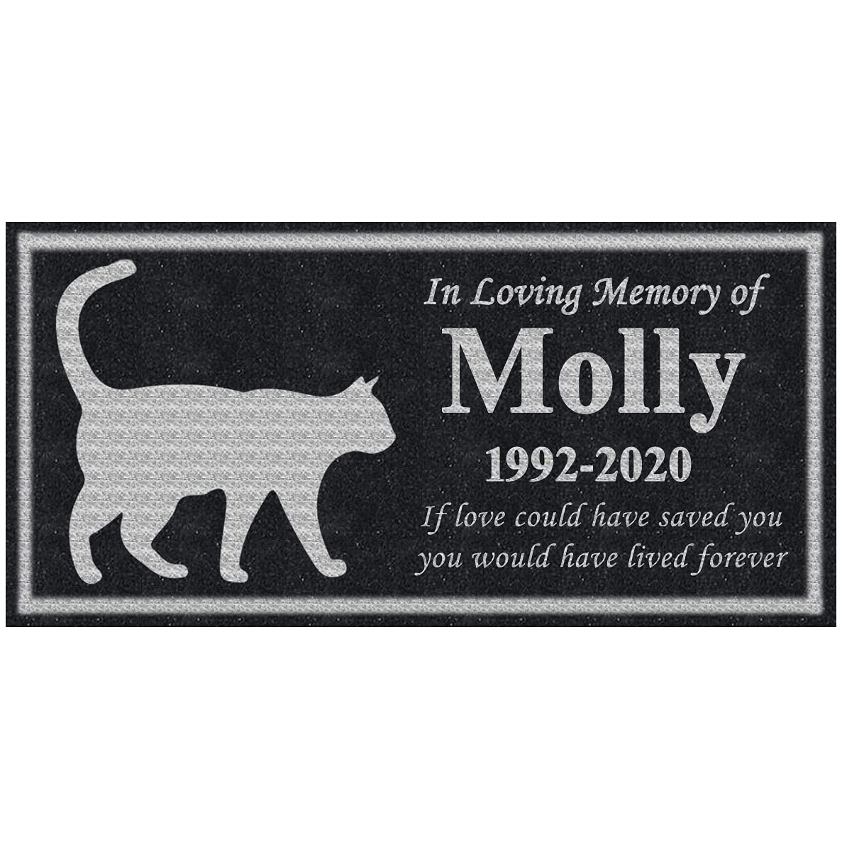 ODB 12x6 inches Personalized Pet Memorial Stones for Cat, Black Granite Memorial Garden Stone Laser Engraved, Gifts for Someone Who Lost a Loved One