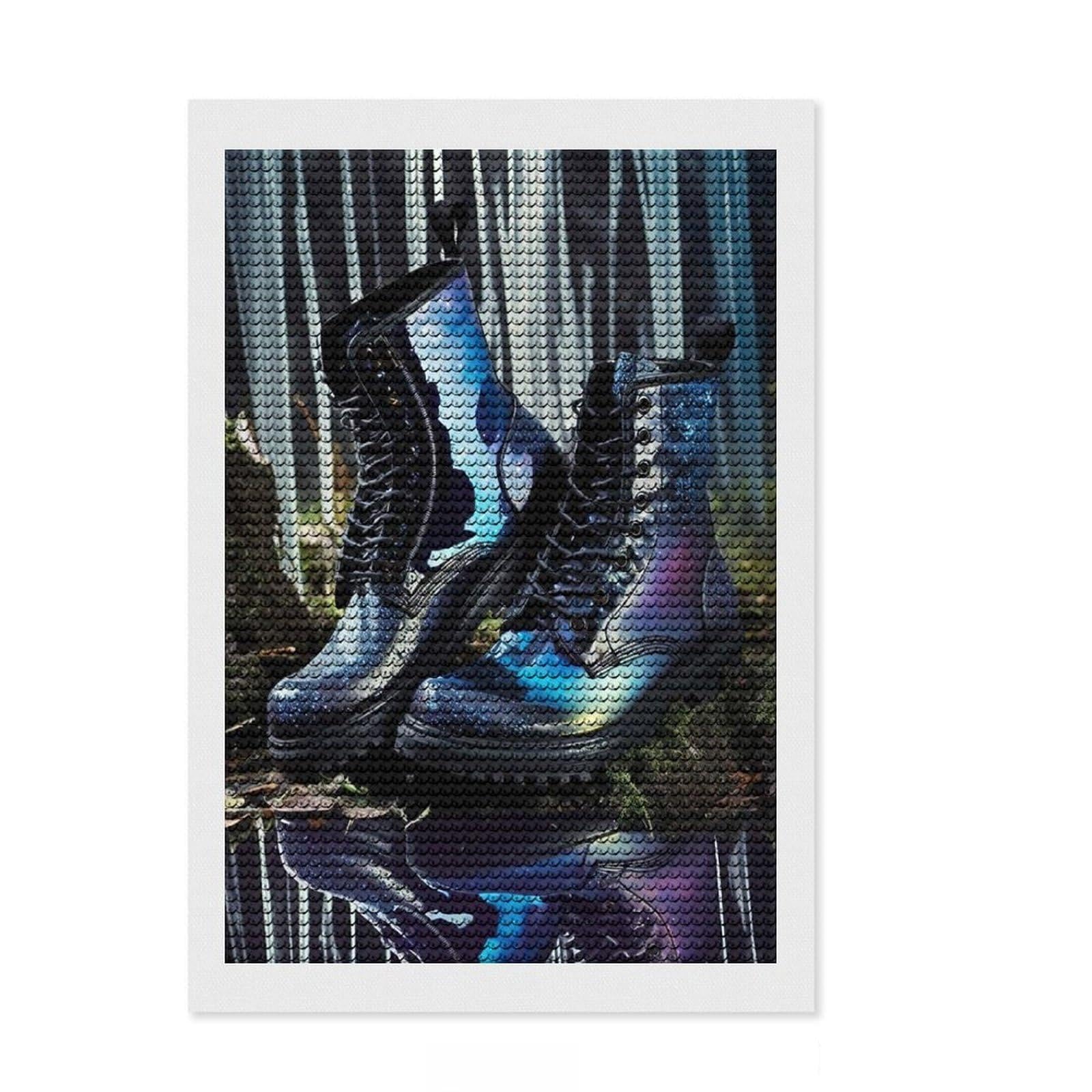 Junmoney Fashion of Boots Diamond Painting Set 8"x12", for Adults, Home Wall Decor, Easy to Enjoy, Christmas Gift, Nice Detail and Sparkle