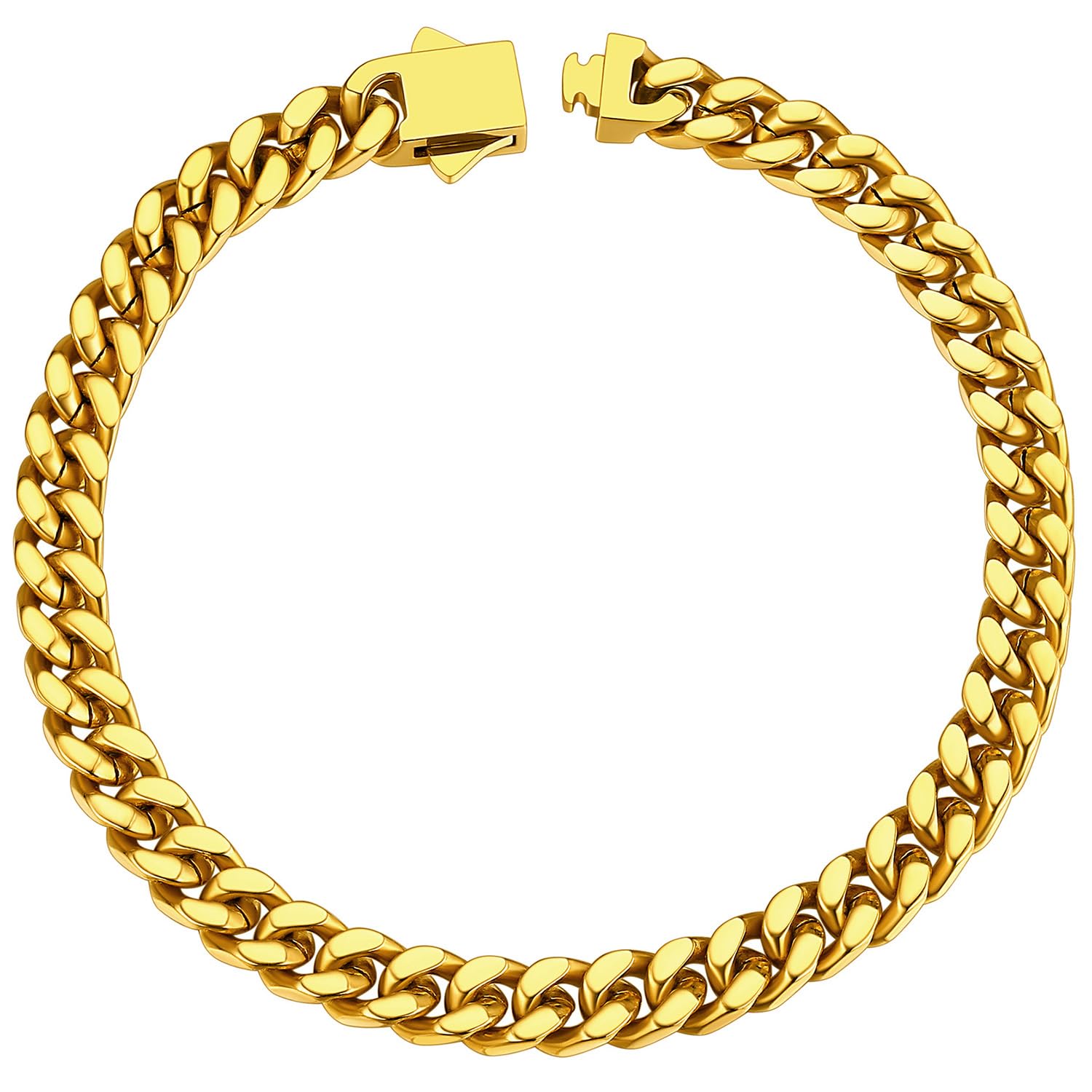 ChainsHouseStainless Steel Cuban Link Bracelet for Men, 5mm/7mm/9mm/12mm Width, 7.5"/8.3"/9" Length, Black/18K Gold Plated Chain Wrist Bracelets for Men, with Gift BoxRecycled Claim Standard Blended