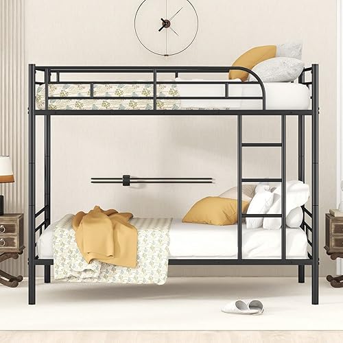 Miniatura 3 de Harper  Bright Designs Litera de metal de tamaño individual sobre individual literas de metal resistente se puede dividir en dos camas litera de