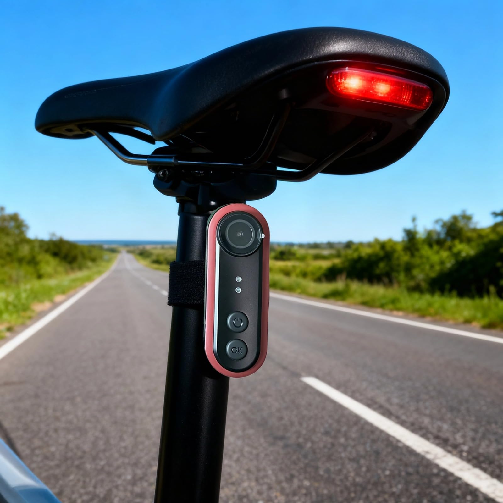 2-in-1 Fahrrad-Rücklichtkamera, 1080P-HD-Aufnahme, 6 Stunden Akkulaufzeit, App-Verbindung in Echtzeit, IPX6-wasserfest, FCC-, CE- und RoHS-Zertifiziert, inkl. 32-GB-Karte für Fahrradsicherheit