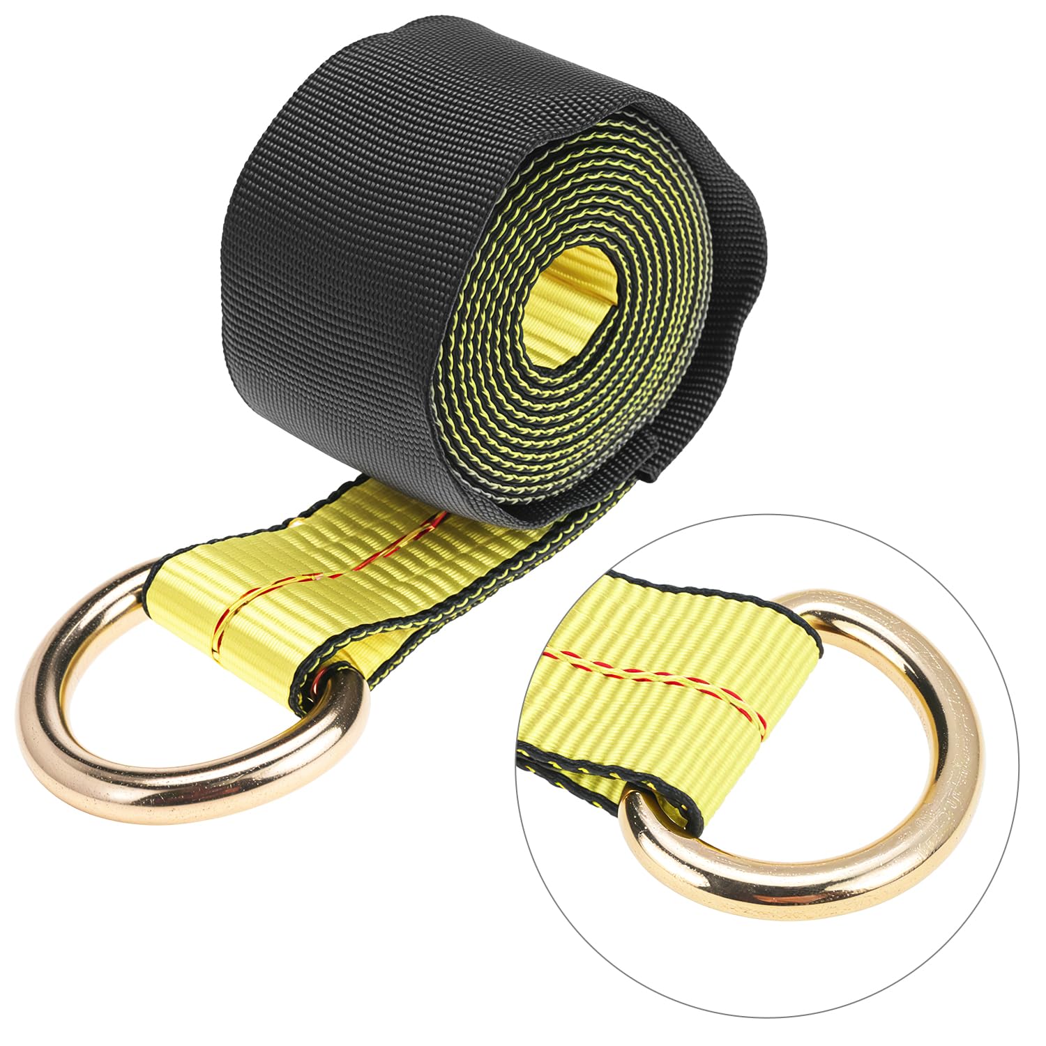 QWORK Cinghie di fissaggio per rimorchi per auto, confezione da 4, 5,1 x 243,8 cm, resistenza alla rottura di 4,5 kg, con ancoraggi a catena, in poliestere resistente ai raggi UV, per proteggere auto
