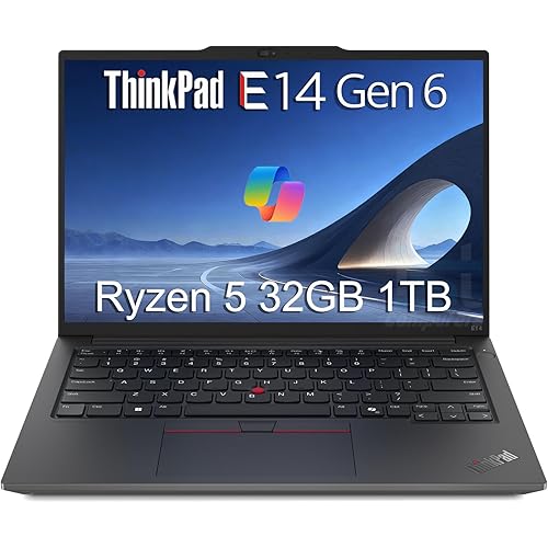 Lenovo ThinkPad E14 Gen 6 Business Laptop (14" FHD+ Anti-Glare, AMD Ryzen 5 7535U (> Intel i7-1255U), 32GB DDR5 RAM, 1TB SSD), Backlit KB, Fingerprint, 1080p Webcam, Ethernet, Win 11 Pro w/ Copilot