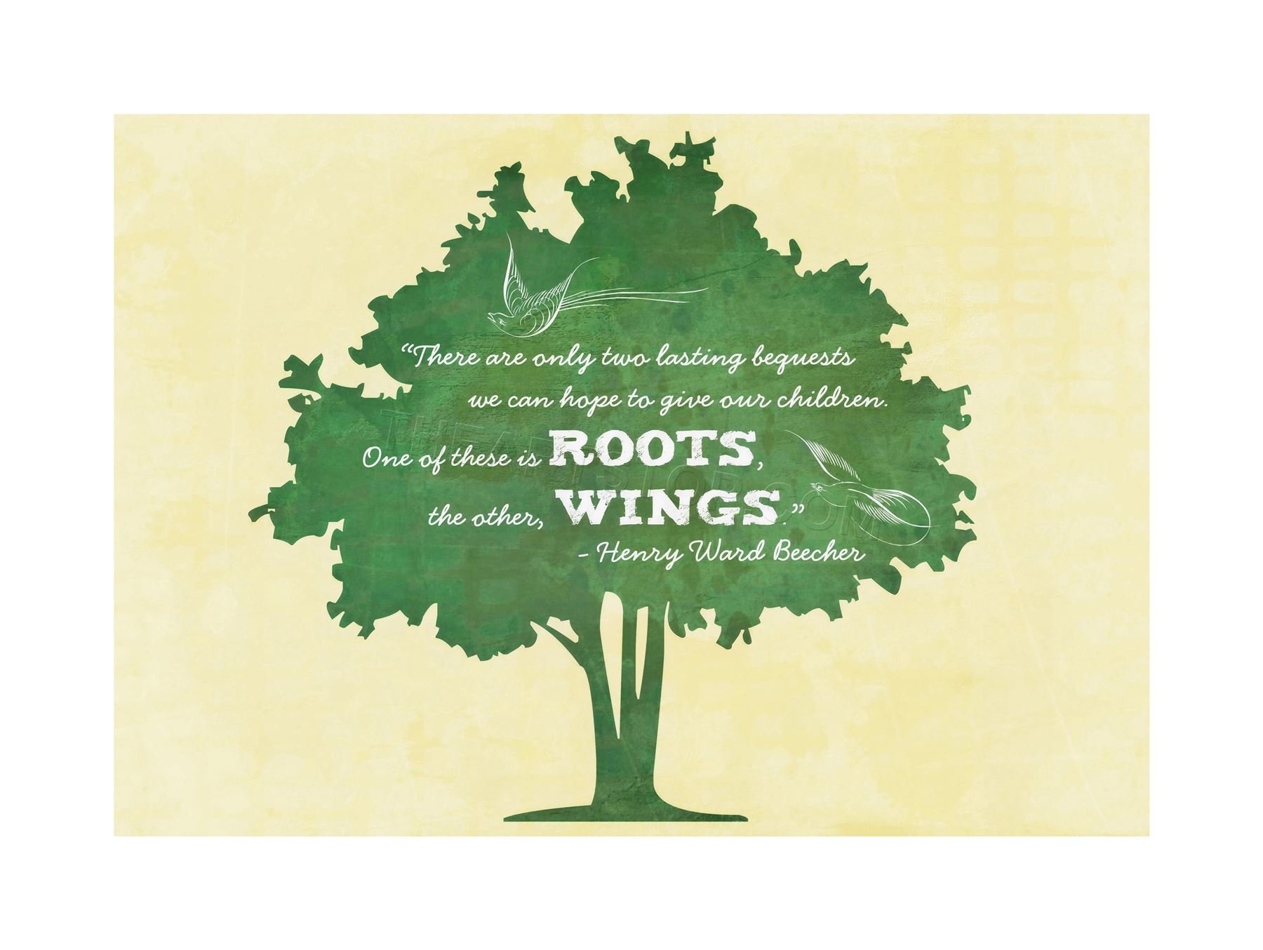 Wee Blue Coo Quote Bequests Children Roots Wings Beecher Ivory Wall Art Print