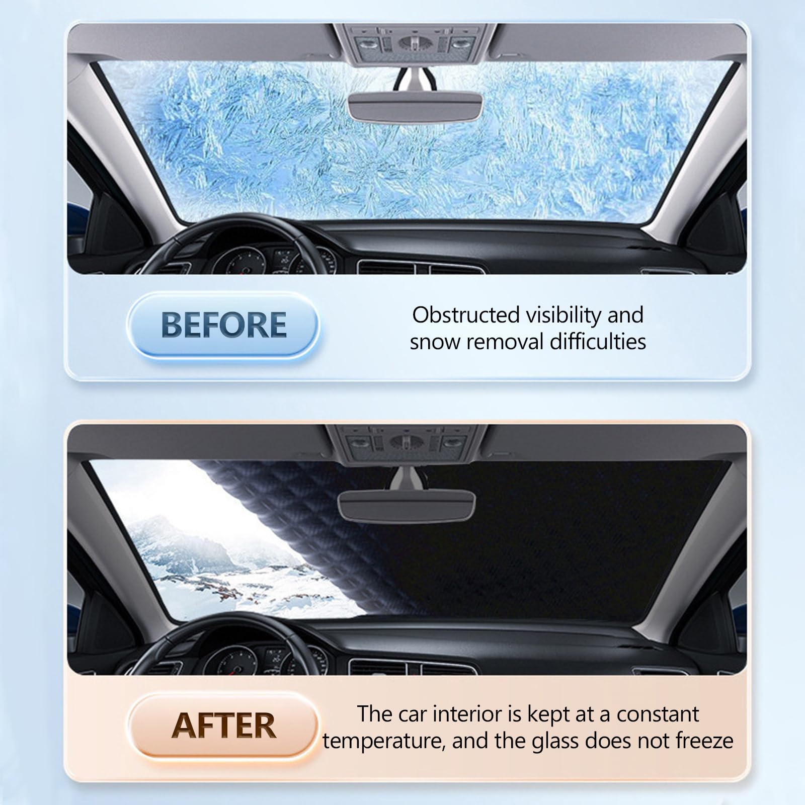 Copri Parabrezza per Auto, 5 Magneti Copertura Parabrezza, Copertura Auto Antigelo Inverno con Coperture Riflettenti, Protezione Anti UV, Neve, Grandine, Gelo, Polvere, per SUV, 147 x 108 cm
