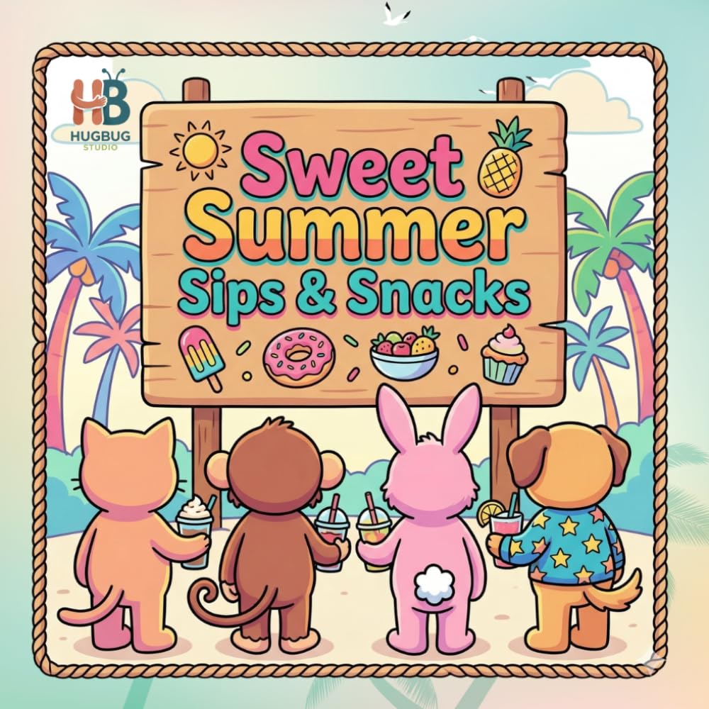 Sweet Summer Sips & Snacks Coloring Book : A Bold and Easy Coloring Book for Adults and Kids: Simple and Cute Kawaii Summer Treats, Refreshing Drinks, and Cozy Snacks for Stress Relief and Relaxation