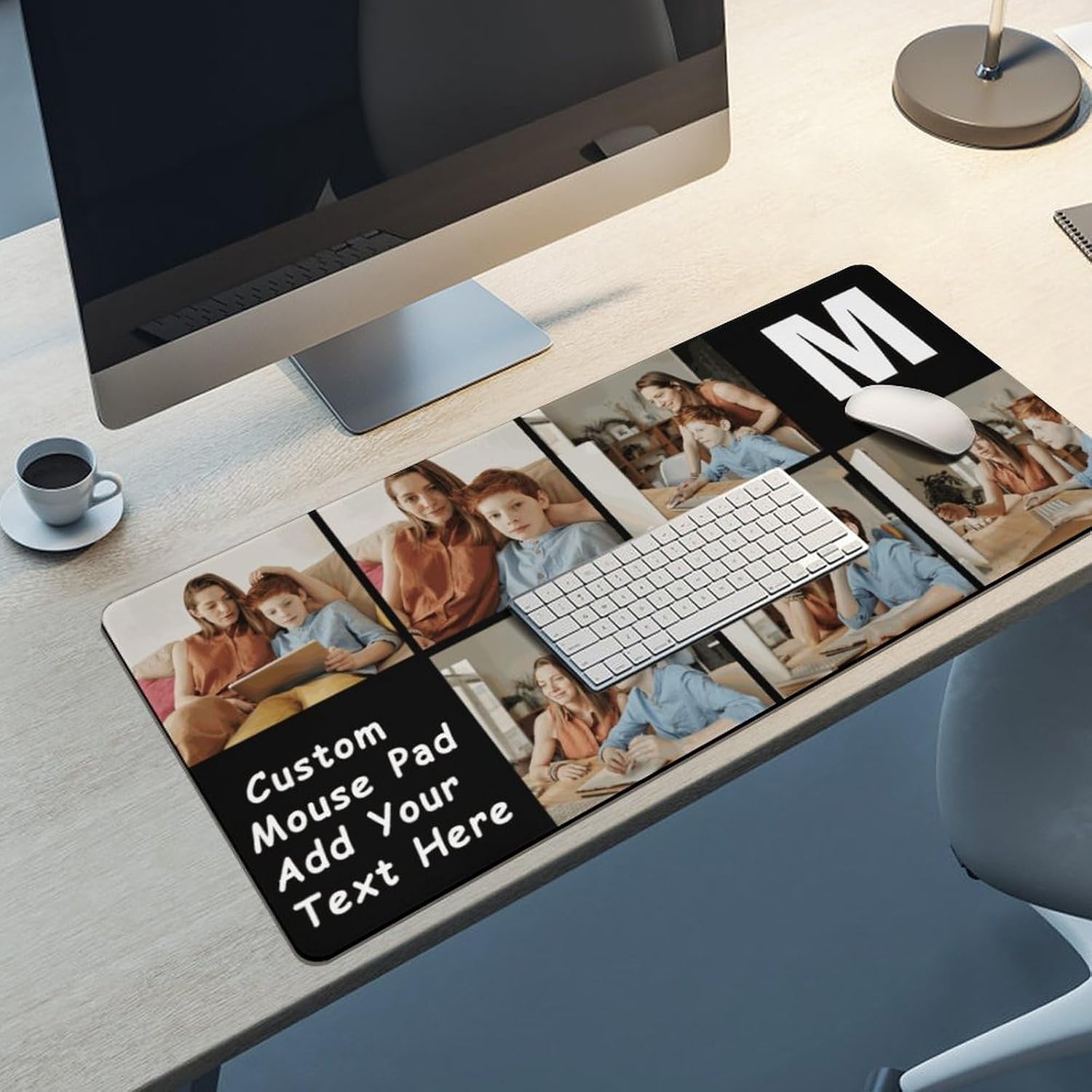 Custom Mouse Pad with Photo, Non-Slip Desk Mat for Office Home, Add Picture Text Logo Customized Mousepad, Personalized Gifts for Boyfriend Wife Husband Family Colleague, XX-Large 15.7"x35.4"