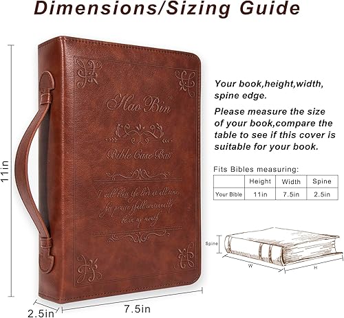 Miniatura 3 de Haobin Funda clásica para la Biblia, funda grande para libro de la Biblia, funda de transporte de cuero sintético para la Biblia, funda protectora