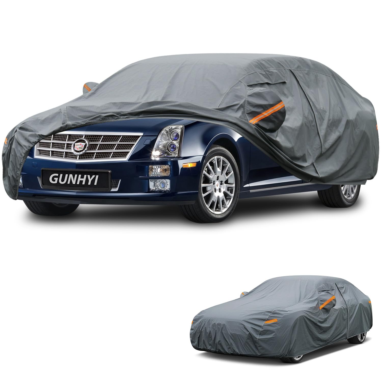 GUNHYI Premium Car Cover Custom Fit Cadillac STS, 16 Layers Heavy Duty Car Cover Waterproof All Weather with Zipper Door for Sun Rain Snow Dust Uv Protection
