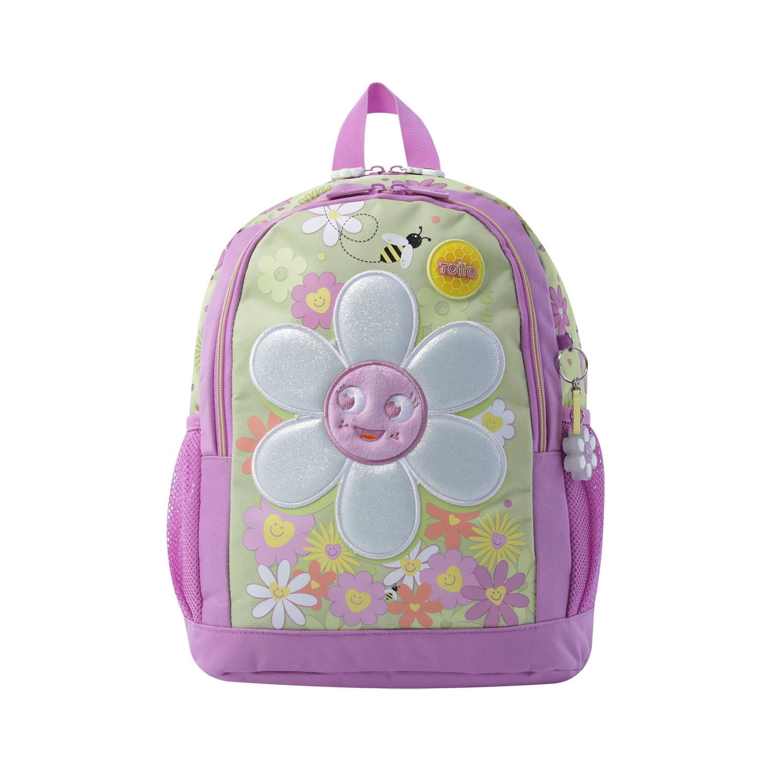 TOTTO Mochila Infantil, Modelo Margarita M, Mochila Mediana, Capacidad 12 L, 2 Compartimentos, 2 Bolsillos para Botella, Organizador Interno, Correas Acolchadas, Resistente y Duradera, Color Verde