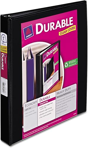 Carpeta duradera con bisagras DuraHinge y anillos inclinados, 3 anillos, capacidad de 1 pulgada, 11 x 8.5, color negro