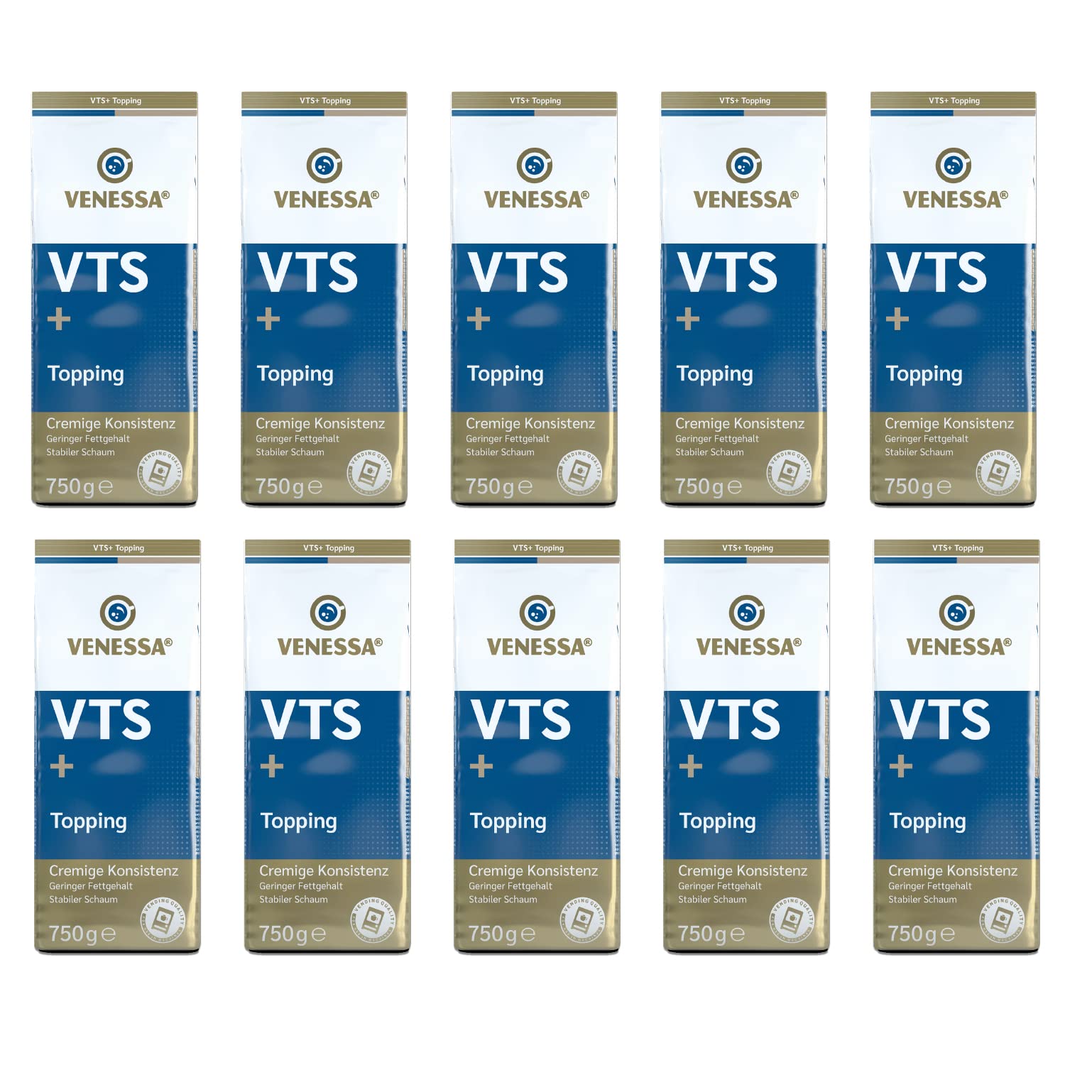 Venessa Topping VT S+ 99,8% Magermilchanteil, 10 x 750g, Milchpulver für Kaffee-Vollautomaten und Vending