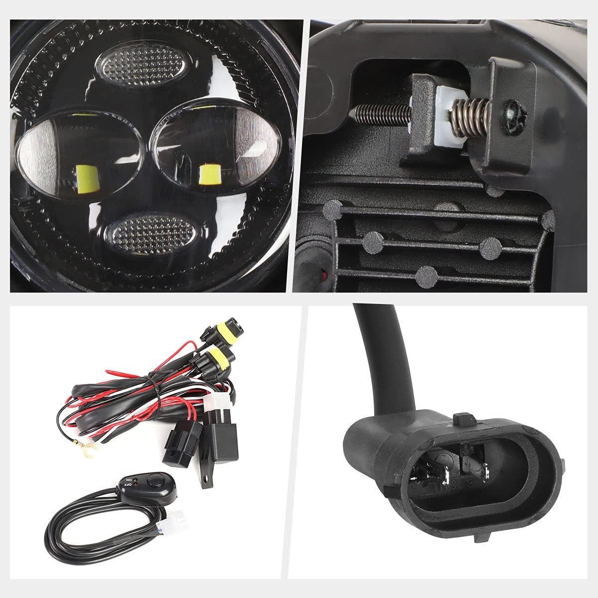 Front Bumper LED Projector Fog Lights+Swith+Bezel Compatible with 09-14 Ford F150,Clear Lens