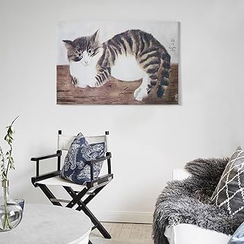 藤田嗣治 可愛い子猫の油彩画 金色フレーム付き 楽天市場】藤田