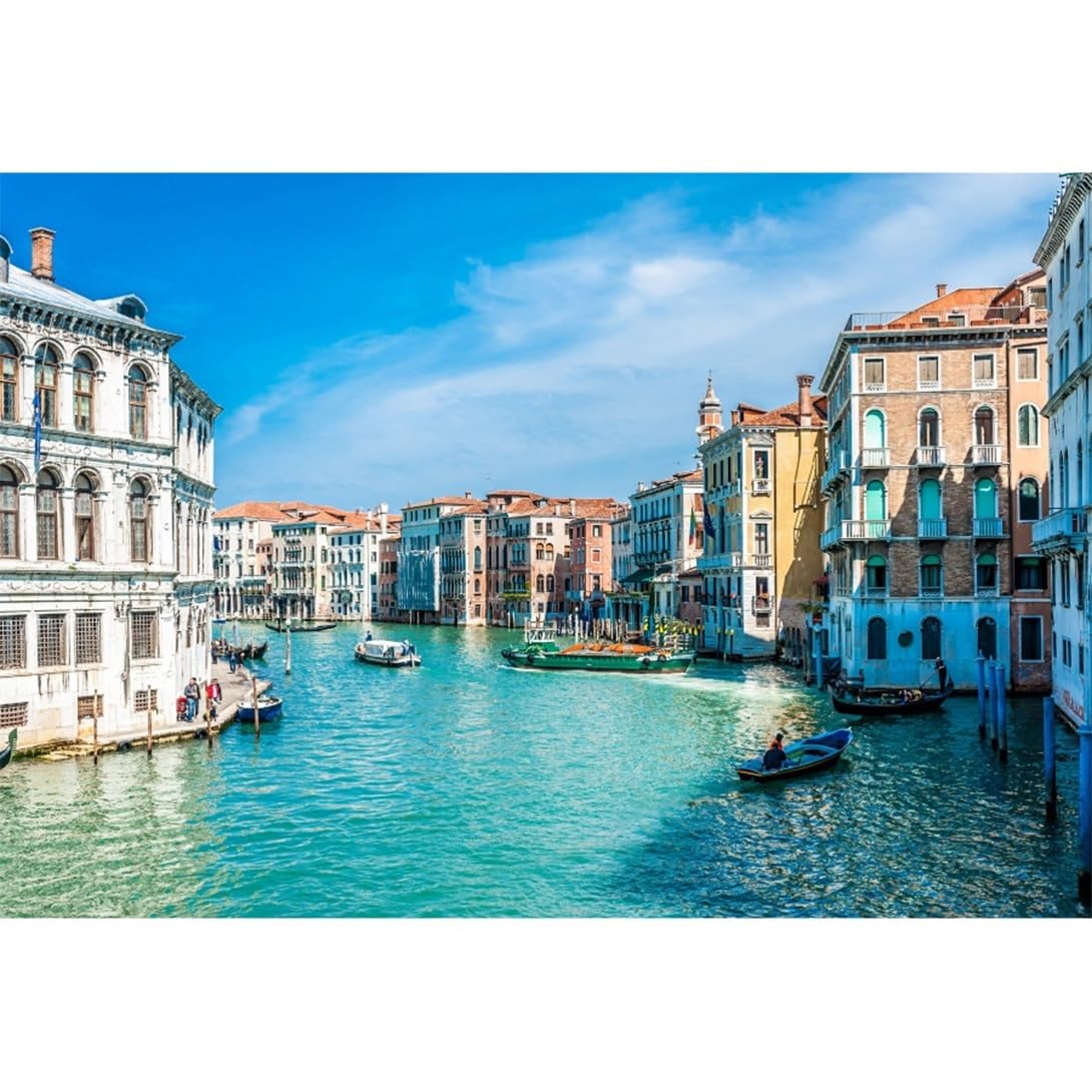 Vie Savaran 5x3ft Venice Italy Backdrop Nature Scenery City Rivers Streetscape Vintage Building Blue Water Sky Photography Background Party Holiday