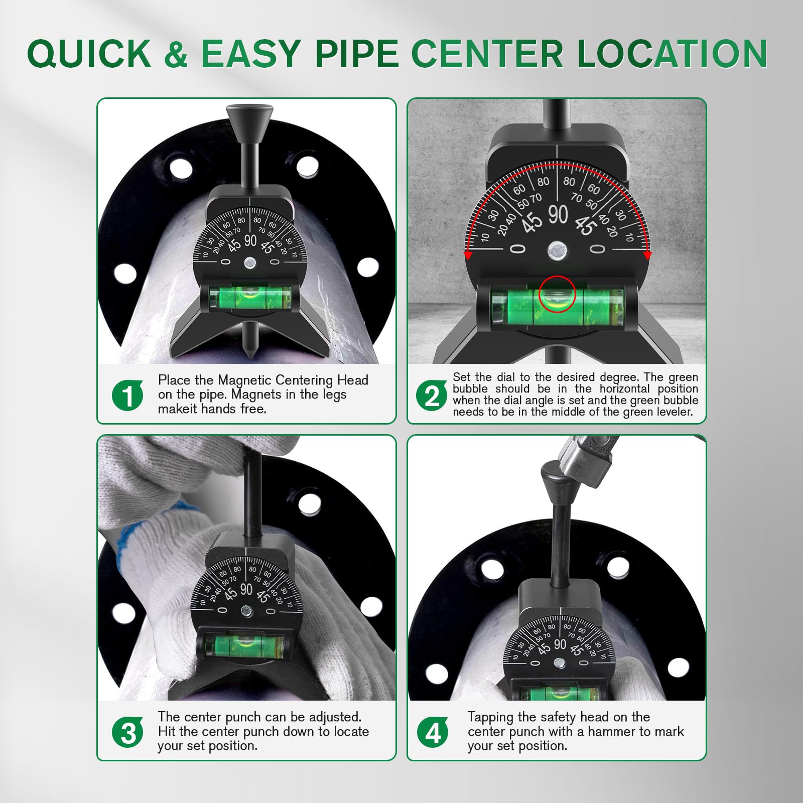 Anblak Pipe Center Finder, Pipefitter Tools w/Magnetic Centering Head, Pipe Fitting Tools Center Finder to Measure Pipe Diameter from 1-1/2" to 6" Diameter, 2.75" Y-Shape, Black — Amazon image 5