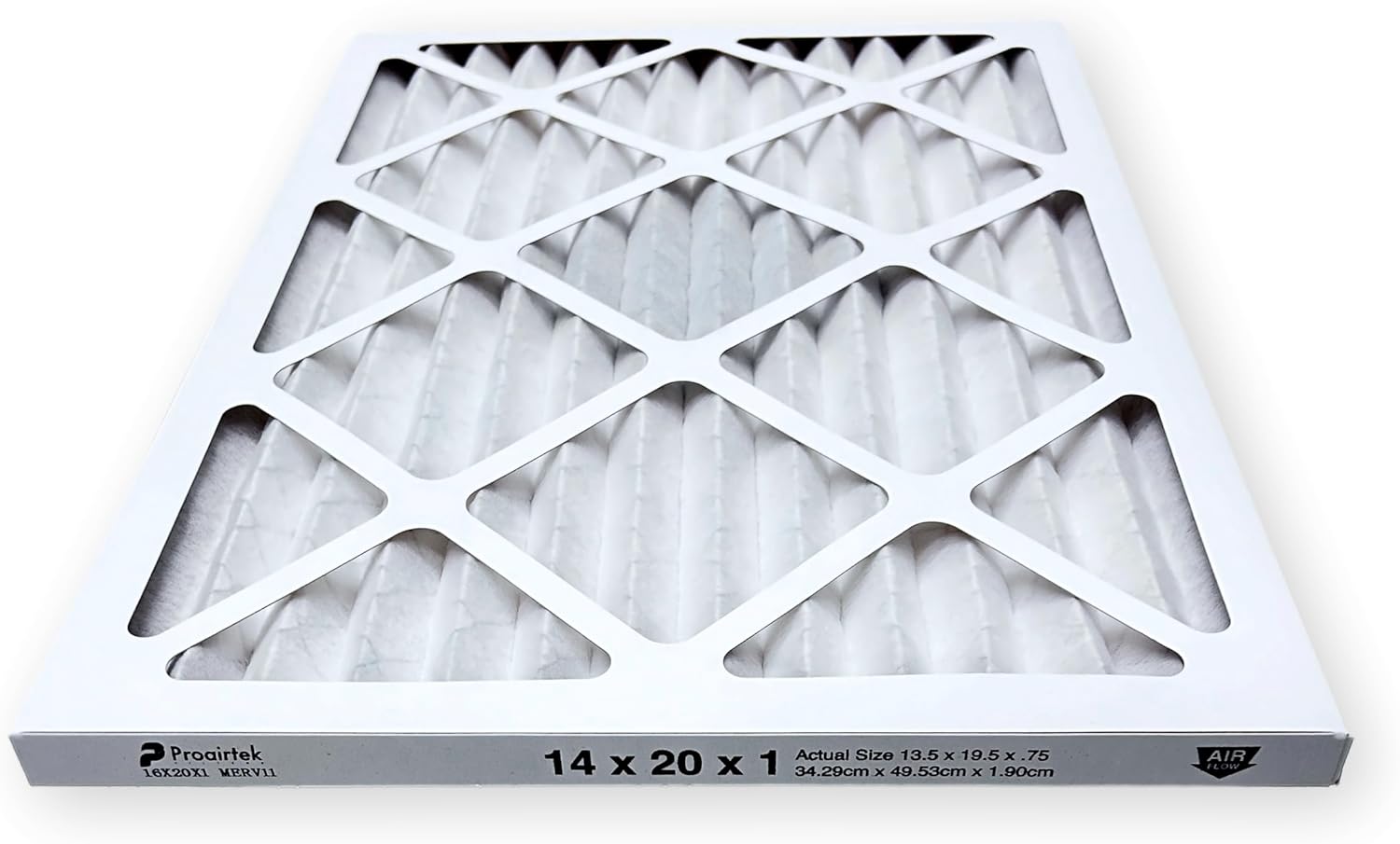 Proairtek AF14201M11DWH Model Diamond 14x20x1 Pack of 4 Air Filters, MERV 11 with One "Diamond" Activated Carbon Tile to Neutralize Odors; Durable Electrostatic Pleated Design; Made in USA