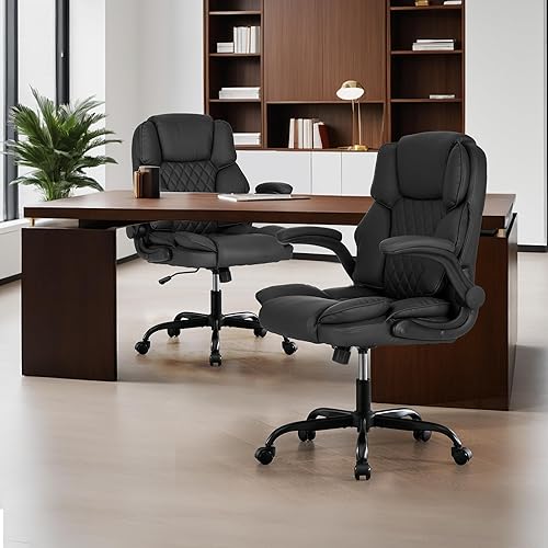Miniatura 6 de Silla de escritorio de oficina, sillas de sala de conferencias, silla ejecutiva de cuero con respaldo medio, silla ergonómica para computadora para