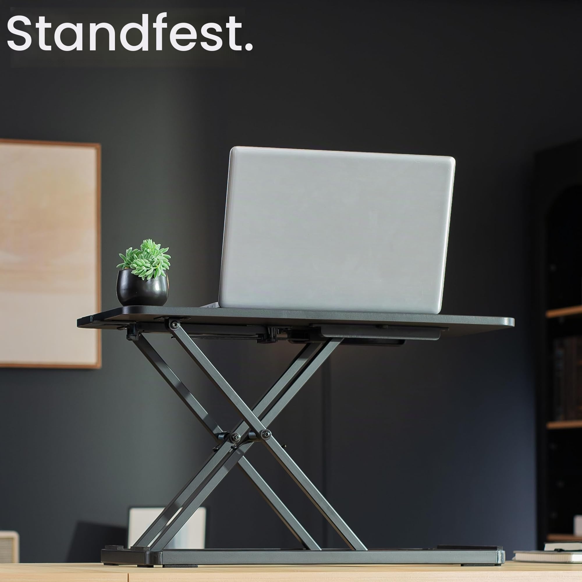 VIVO Ergonomische Schreibtisch-Erhöhung für Tastatur und Maus mit Scherenhub-System, 61 cm (24 Zoll) Breit, Höhenverstellbarer Tastatur-Aufsatz für Sitz-Steh-Arbeitsplätze, Schwarz, DESK-V024A