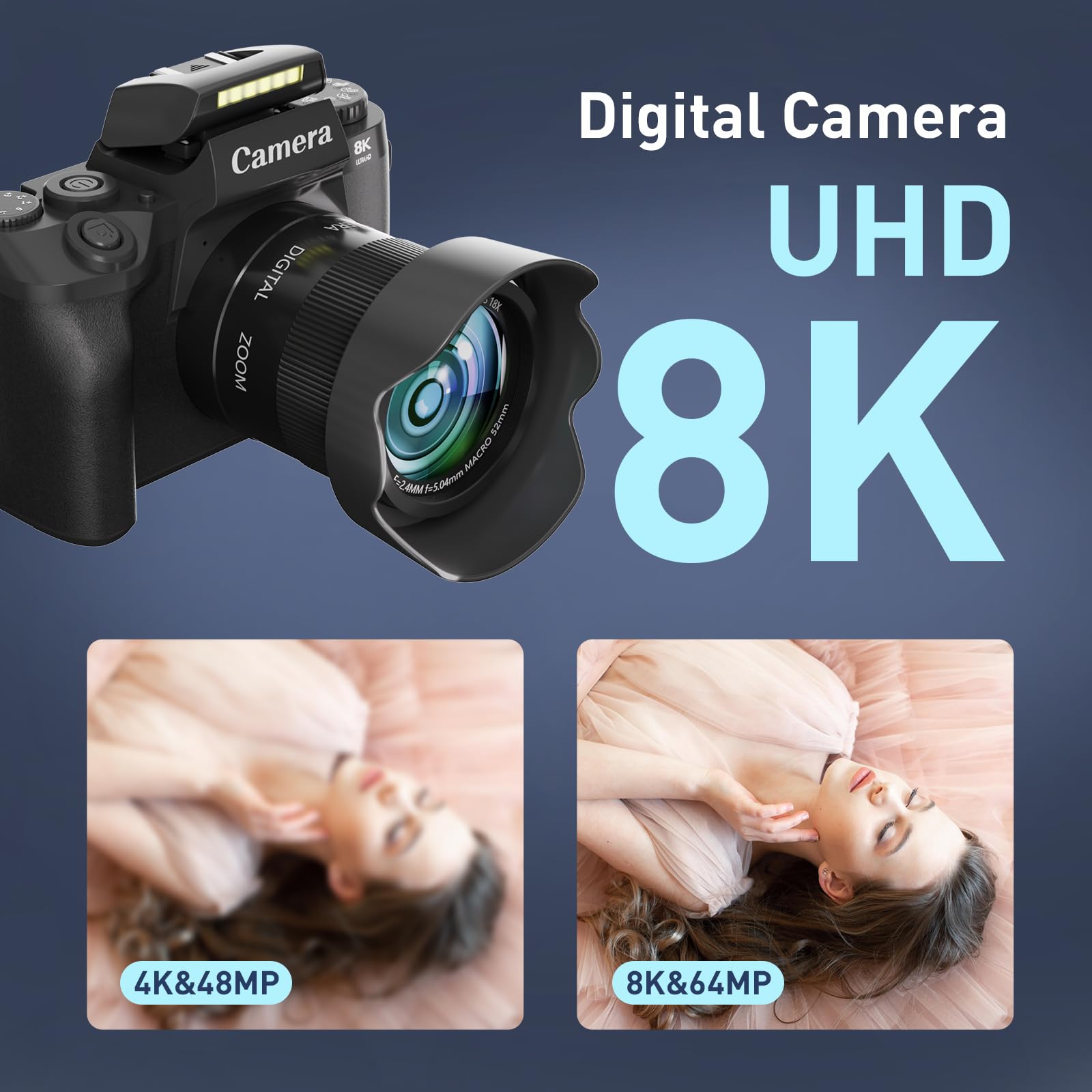 8K Vlogging Camera 64MP Dual Lens WiFi Touch Screen - Dettaglio