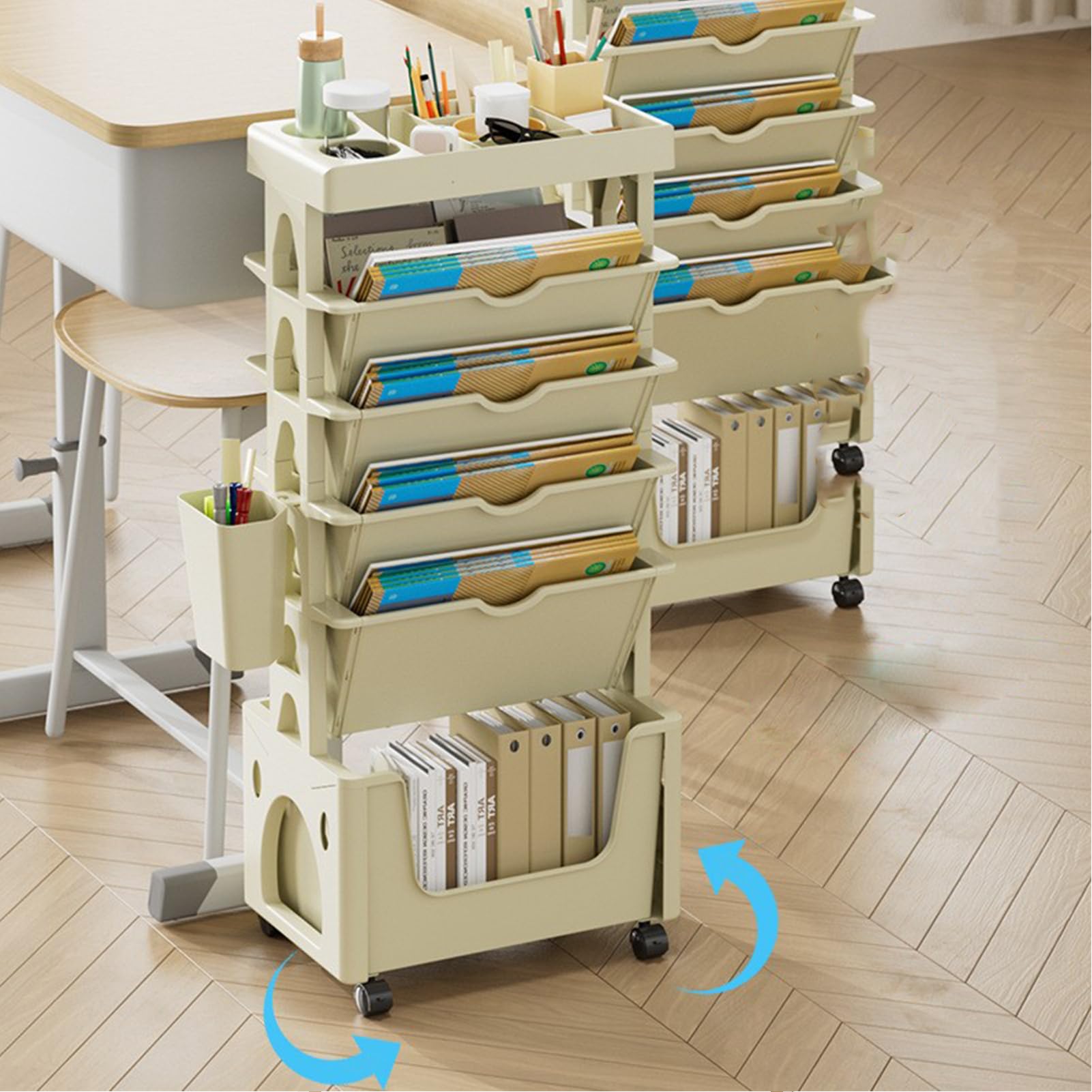 Bibliothèque Mobile Sur Roulettes - Étagère à Livres Roulante, Pratique Pour Bureau, Salon, Chambre