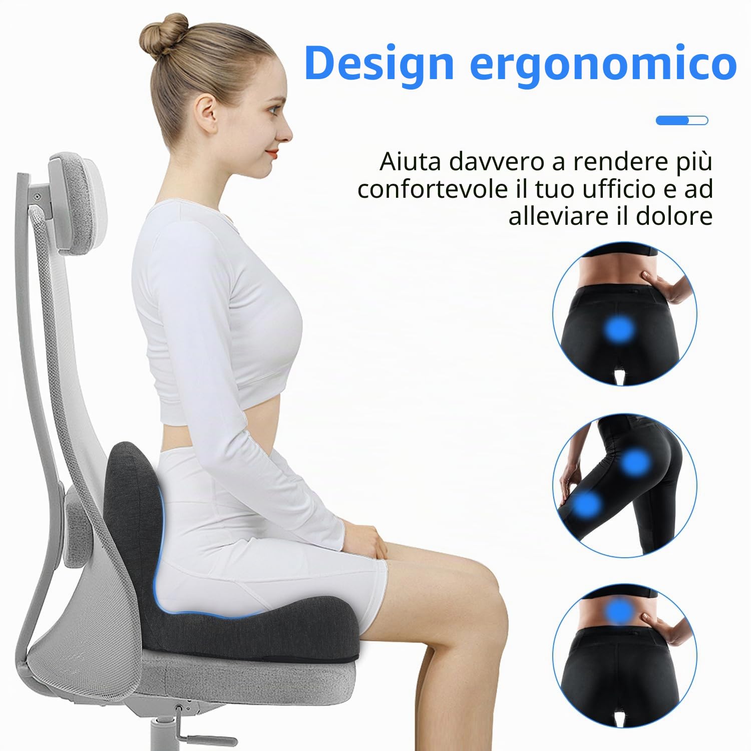 OWill Cuscino Sedia Ufficio in Memory Foam, Cuscino Emorroidi, Cuscino Coccige e Cuscino Auto, Benefico per Alleviare la Stanchezza Cuscino Antidecubito per Sedia a Rotelle, Circolazione Sanguigna
