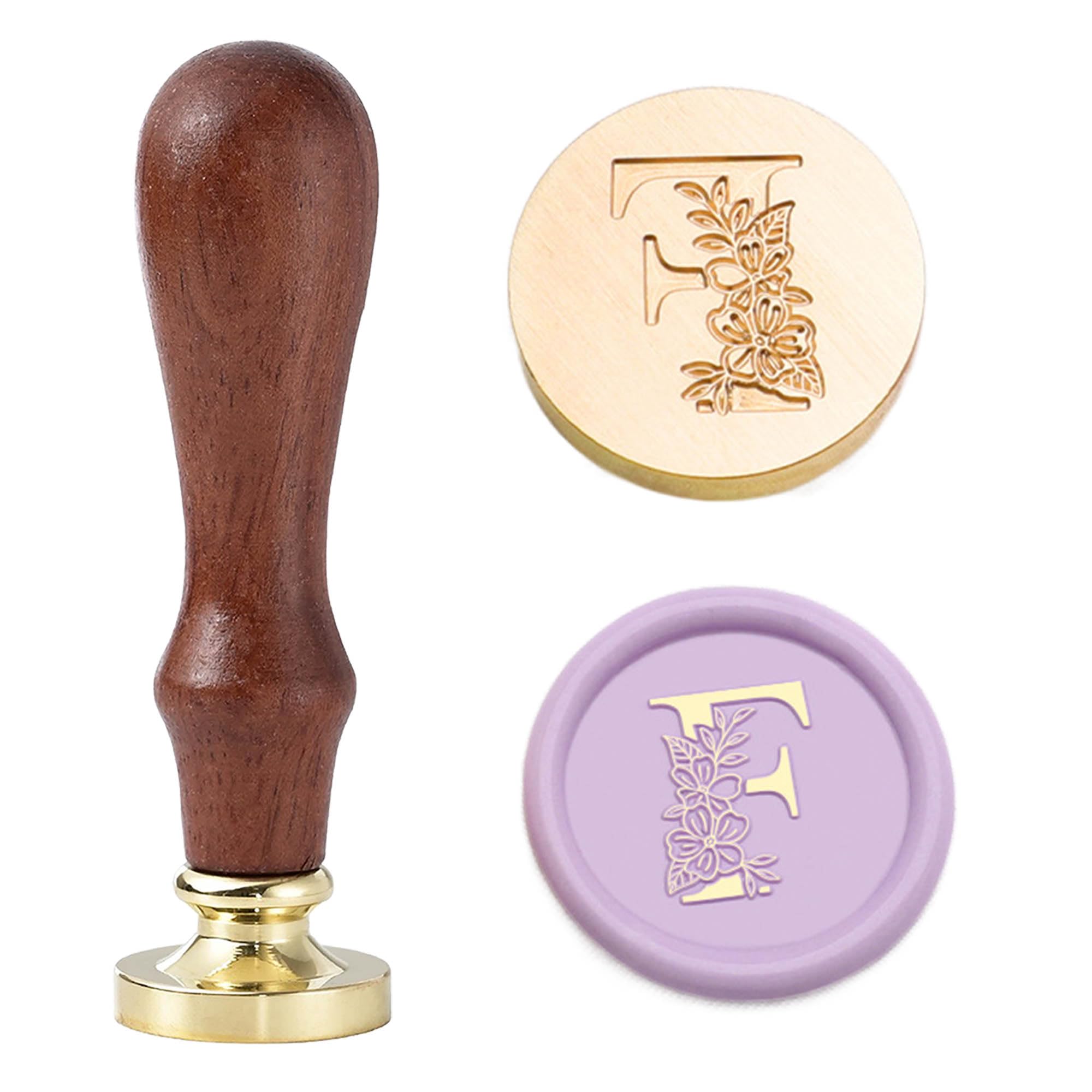Statice Letter F Wax Seal Stamp - Initial Sealing Wax Stamp with Flower,0.98 inch/25mm Brass Alphabet Graphic Stamp for Envelopes,Invitations or Valentine's Day Gifts