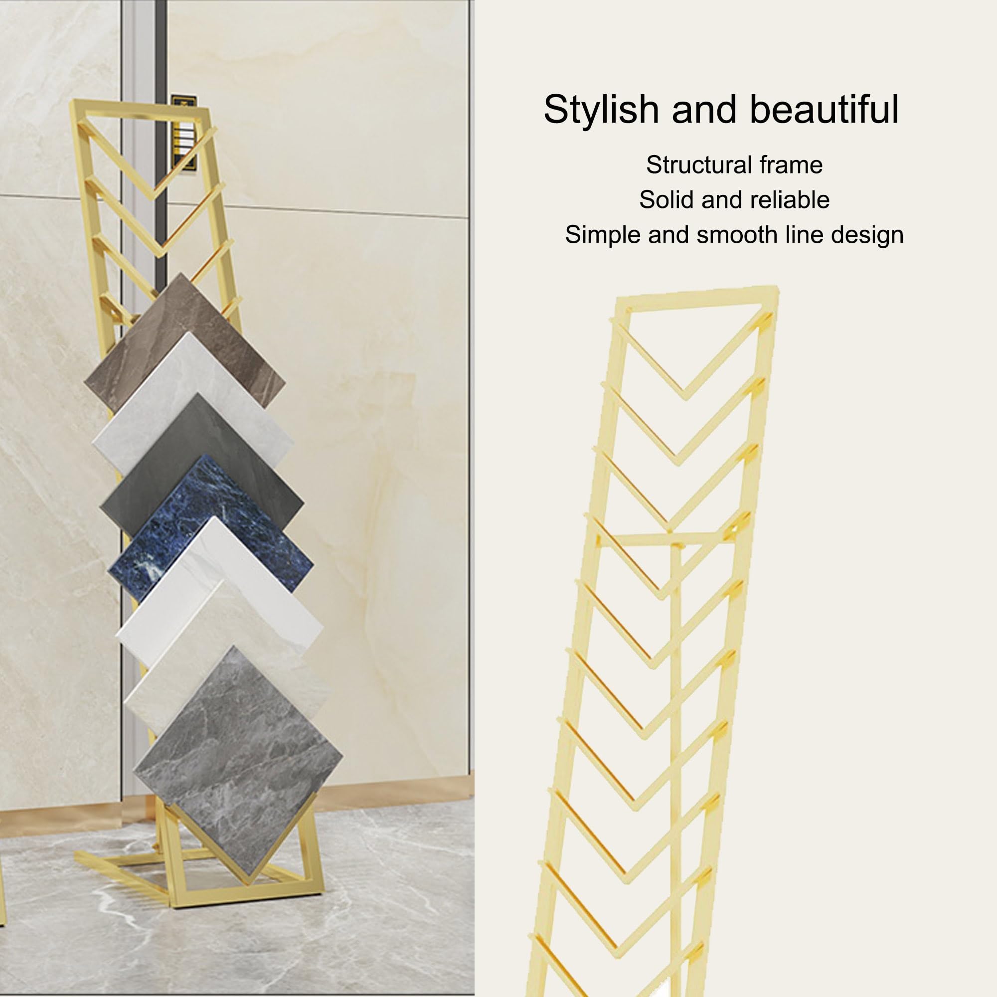 Espositore per Piastrelle in Metallo - Supporto da Pavimento per Piastrelle in Legno, Vetro e Pietra - Stand fieristico e vetrina per Negozi al Dettaglio (Nero, 30x50 cm/11,8x19,7 Pollici)