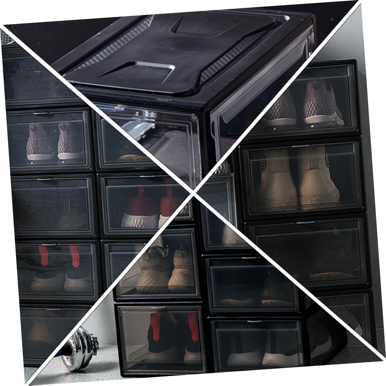 Happyyami 1Pc Transparent Storage Shoes Box Practical Sneaker Holder Stackable Display Case for Home Organization Space Saving Shoe Container