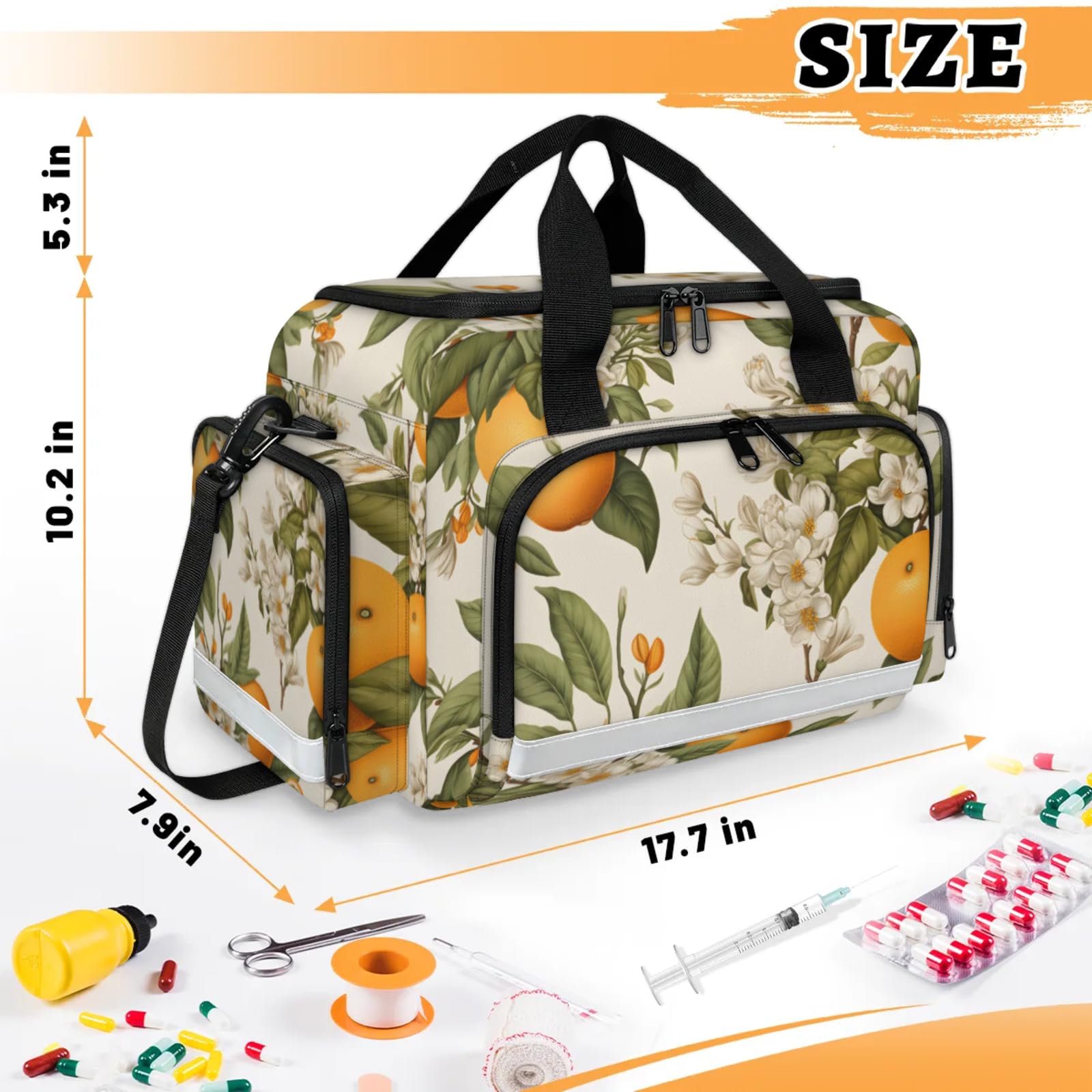 GzLeyigou First Aid Bags Empty, Plump Oranges Emergency Bag First Aid Kit Multiple Compartment Kit Carrier On Call Trauma Bag For Paramedics Emergency Medical Supplies Kit