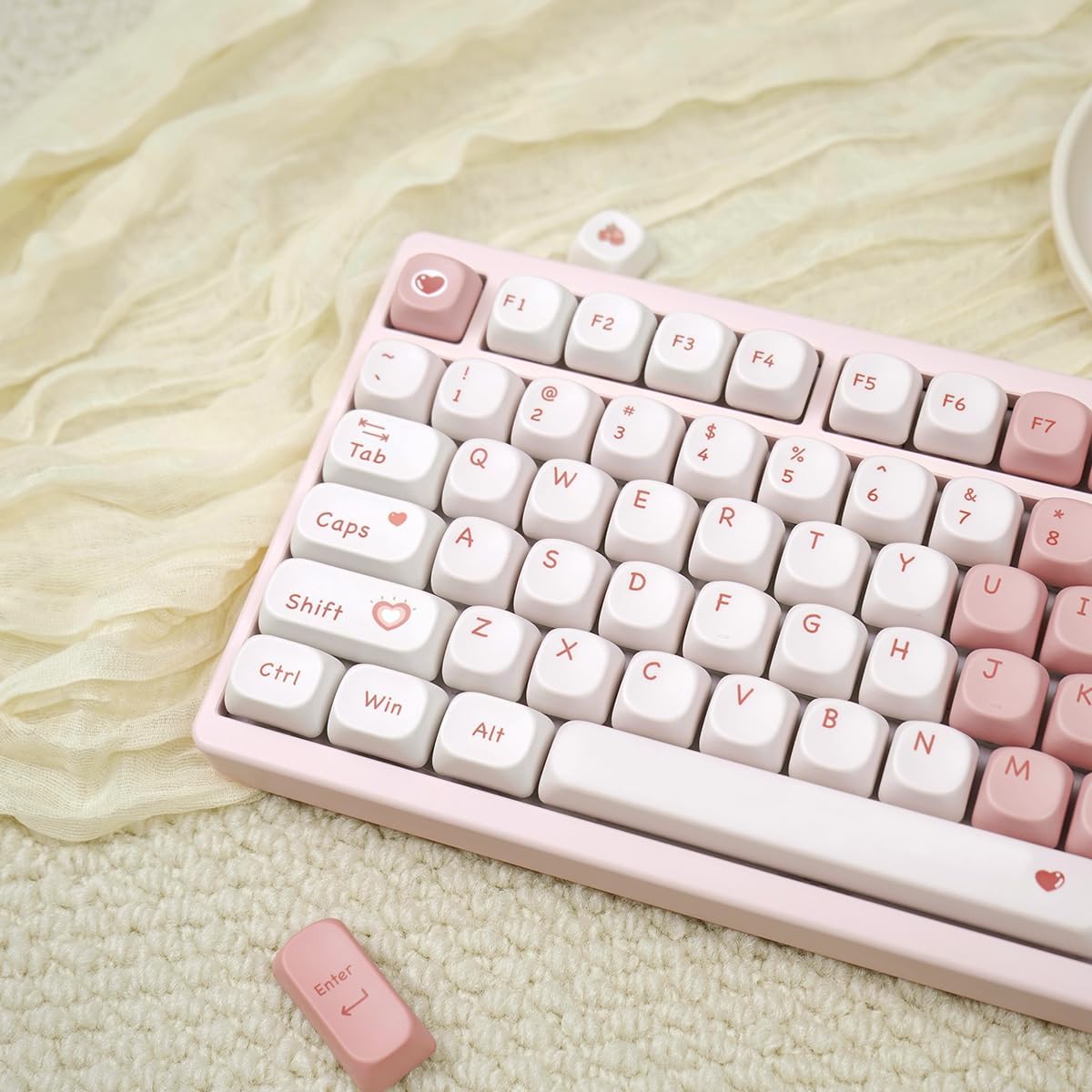 Sumgsn Pink Adorable Keycaps - 129 PBT Keycap Set for Mechanical Keyboards, Compatible with 60% 75% 84%,Cute Aesthetic Keyboard Upgrade for Gamers & Typists