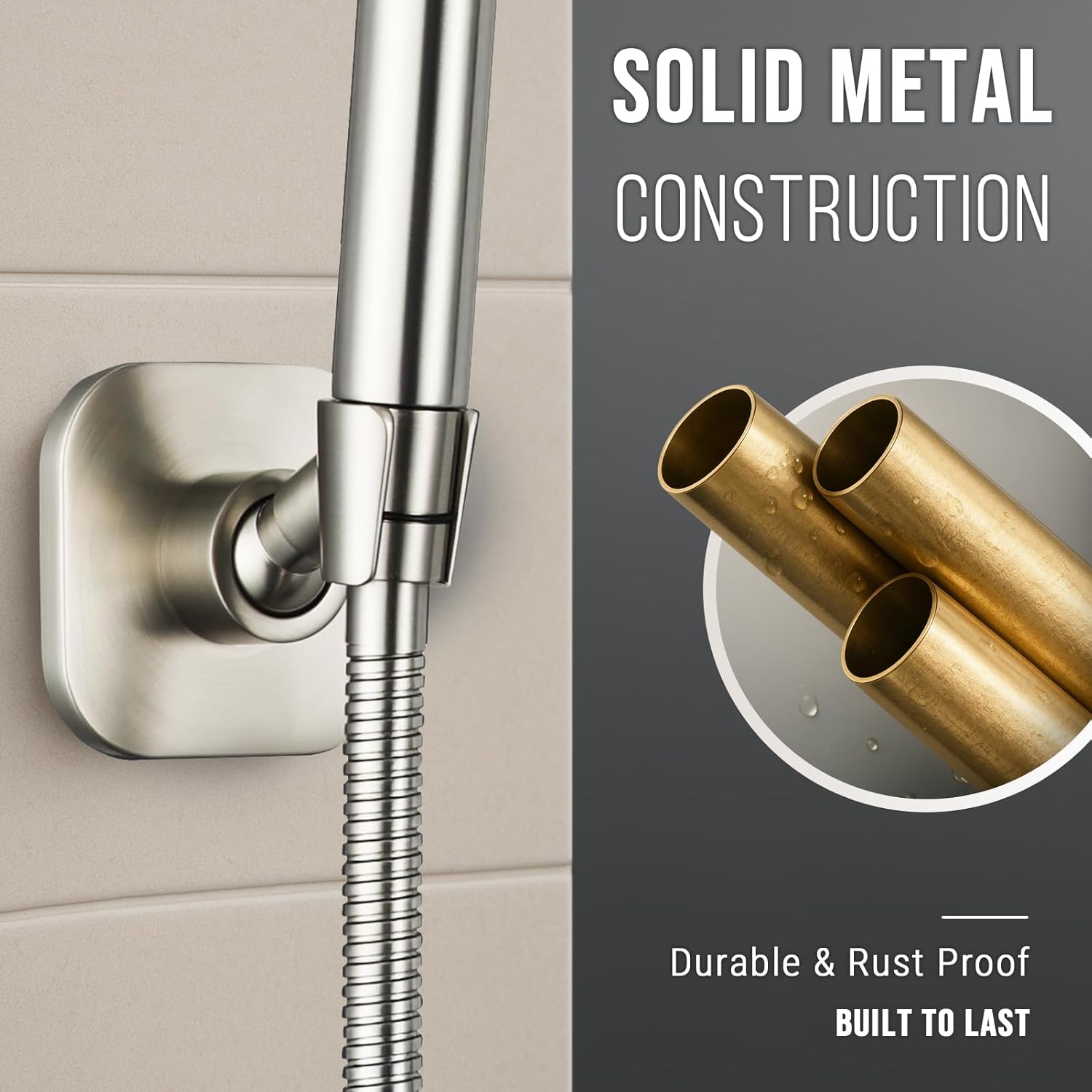 G-Promise All Metal 6-Inch Shower Arm with Flange, Wall-Mounted Stainless Steel Shower Pipe Replacement for Fixed and Handheld Shower Heads, Metal Adjustable Handheld Shower Head Holder