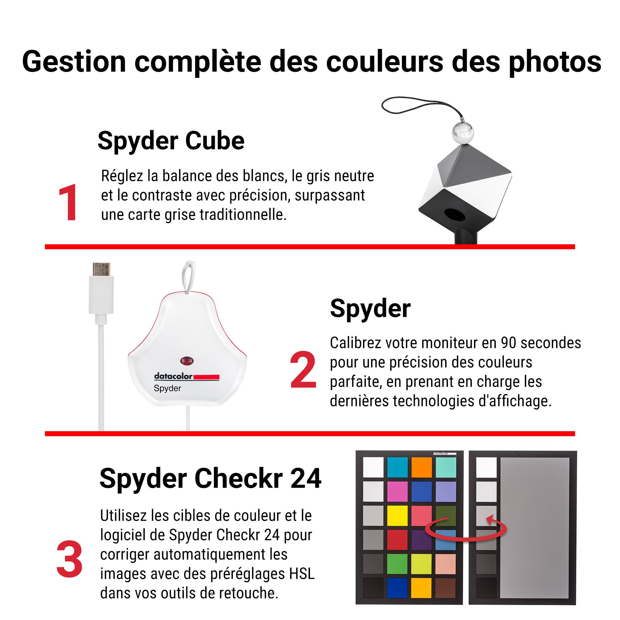 Datacolor Spyder Celebration Kit – 2024 Spyder Calibrage de Moniteur, Spyder Cube et Spyder Checkr – Gestion des Couleurs pour la Photographie – Précision des Couleurs de la Capture à l'Impression