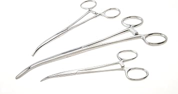 SE Ultimate 6-Piece Hemostat Set - Stainless Steel, Straight and Curved Forceps for Crafts, Fishing Lines, Sewing, Doll Making, Hobbies - HEMO-SET-6