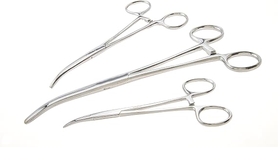 SE Ultimate 6-Piece Hemostat Set - Stainless Steel, Straight and Curved Forceps for Crafts, Fishing Lines, Sewing, Doll Making, Hobbies - HEMO-SET-6