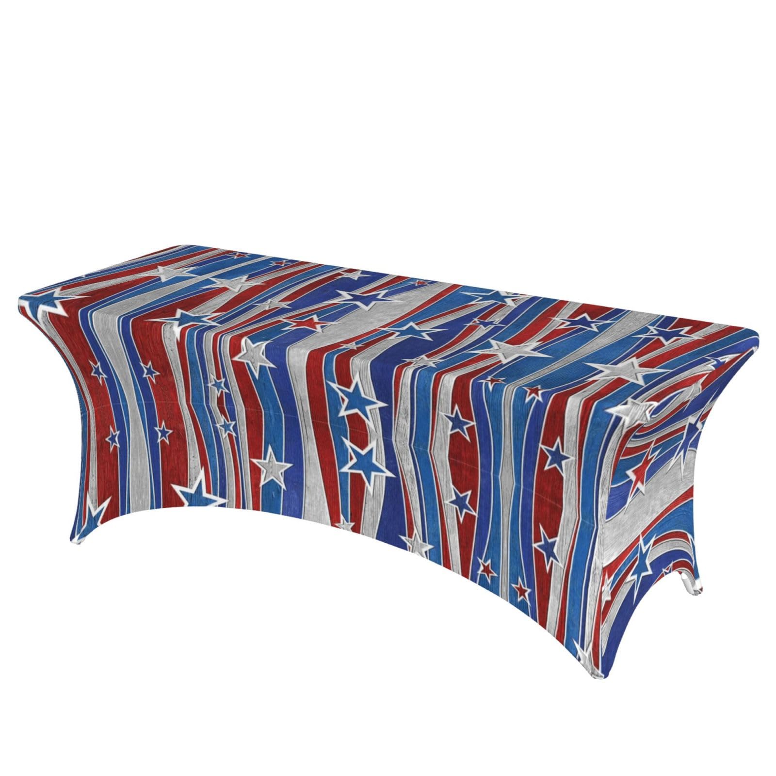 ERCgad Patriotic Stars Strips Independence Day Print Rectangular Tablecloth Dining Banquet Party Events Home Celebration Table Cover