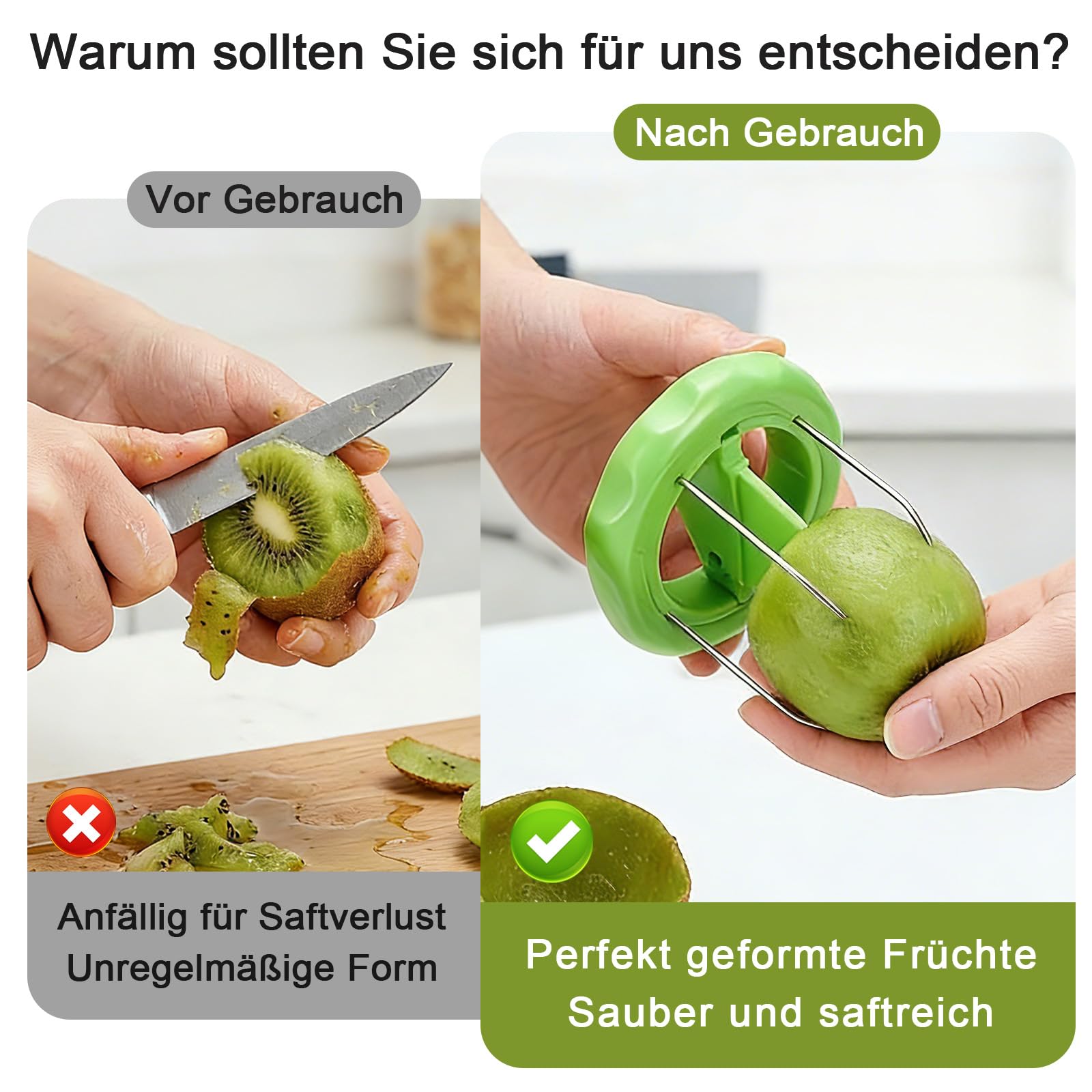 Lot de 3 éplucheurs de kiwi coupe-kiwi en plastique - Mini coupe-fruits - Ustensiles de cuisine