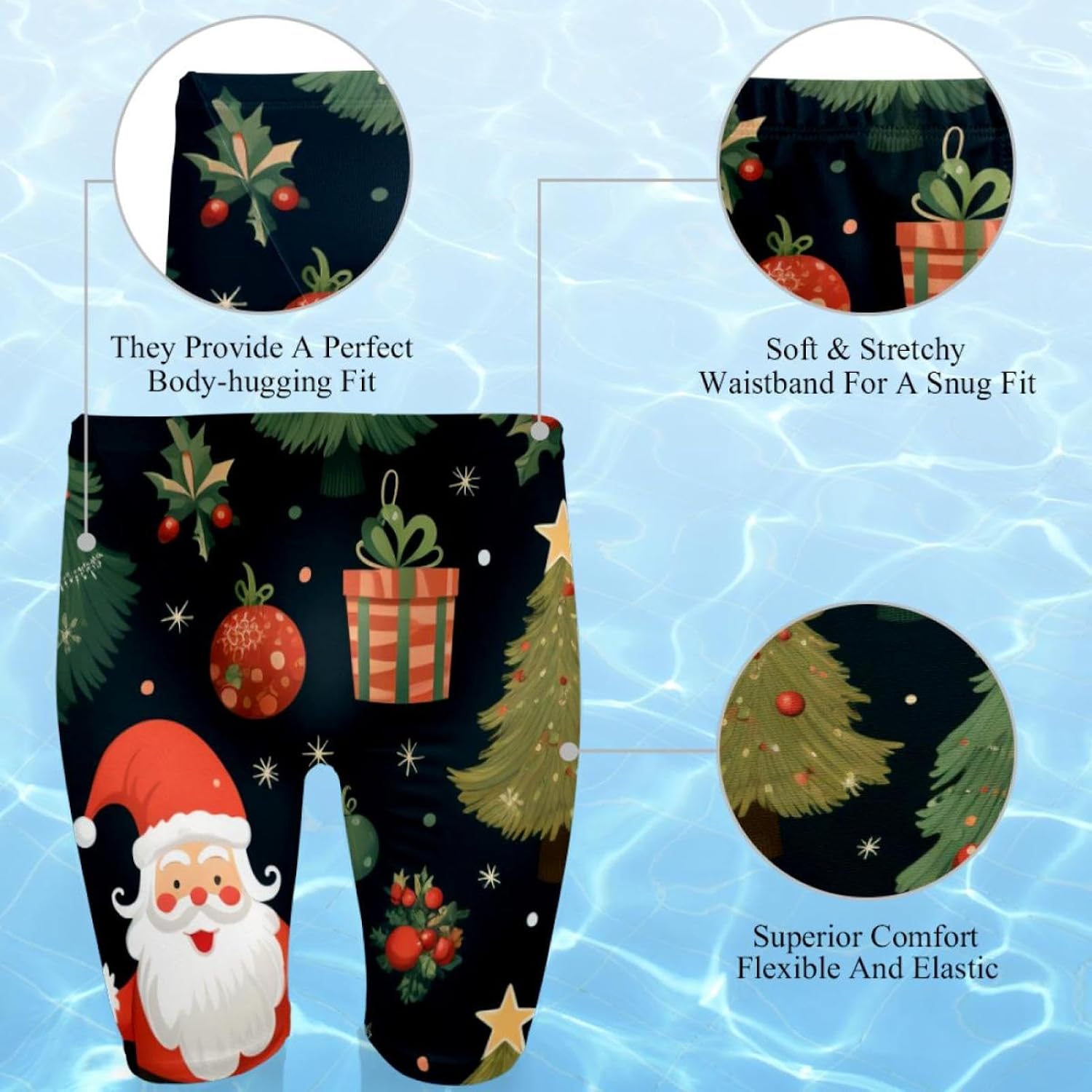 Christmas Trees Jammer Swimsuit Mens Swim Jammers Endurance Long Racing Training Swimsuit
